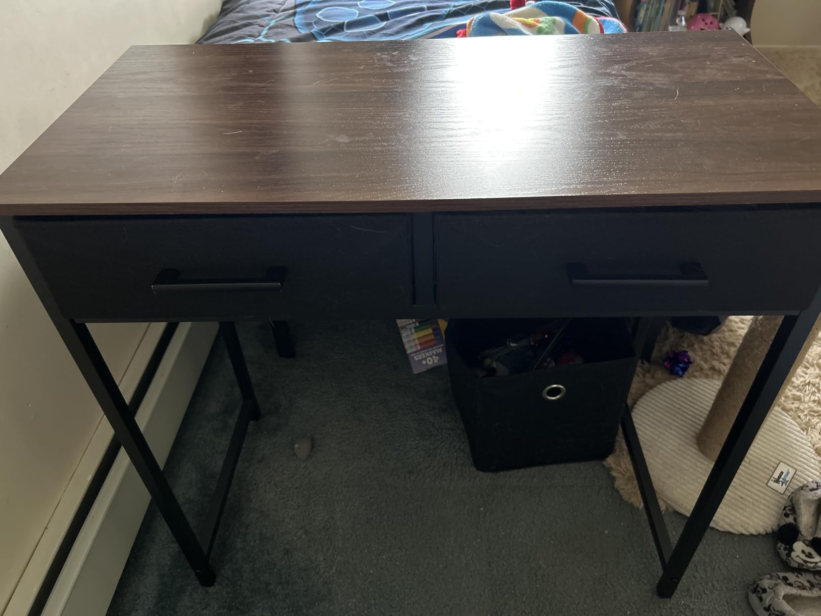 Pamray 32 Inch Small Computer Desk with 2 Drawers for Bedroom Study Writing Home Office Table for Small Spaces Black customer photo 1