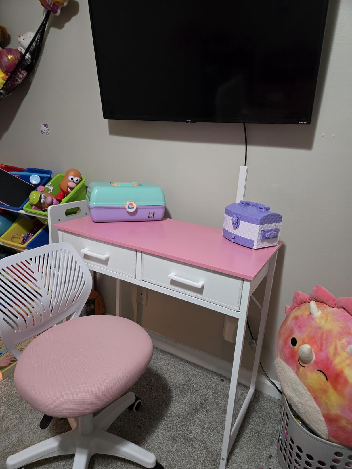 Pamray 32 Inch Small Computer Desk with 2 Drawers for Bedroom Study Writing Home Office Table for Small Spaces Black customer photo 2