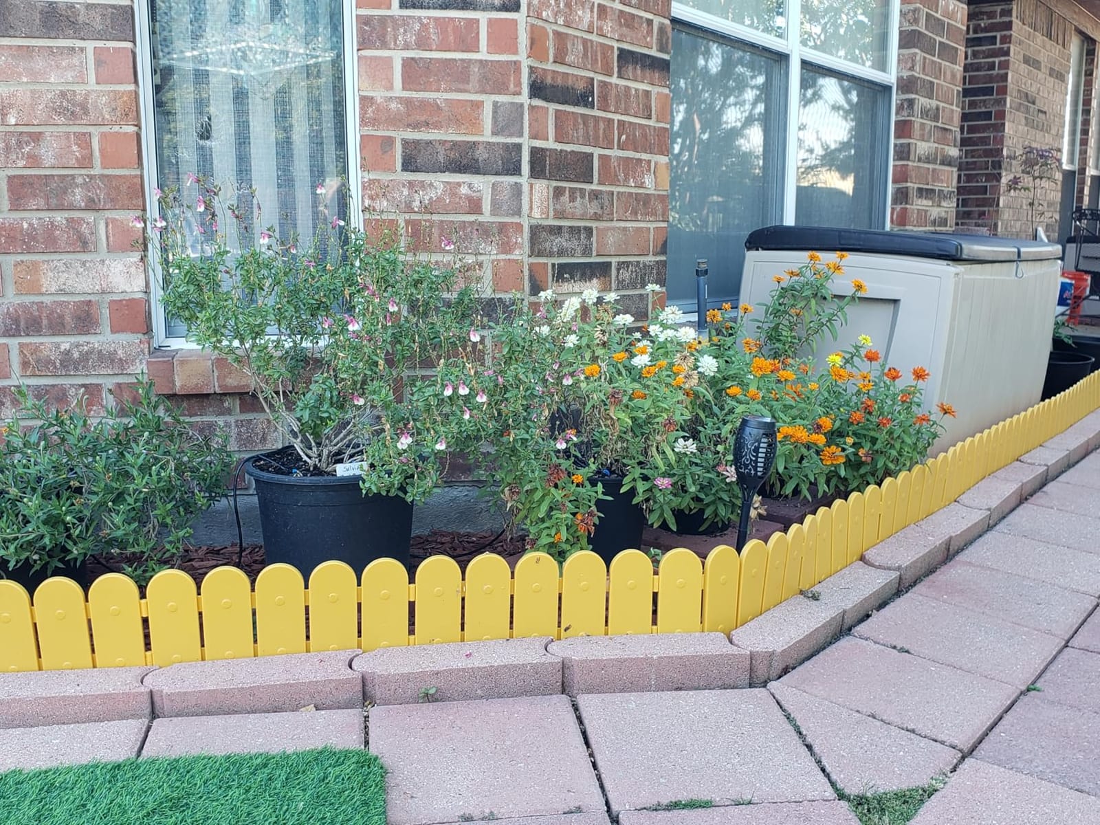 Evelyne Garden Border Edging: Wooden Fence Design - 8pcs White Yard Landscaping Fence Liner Lawn Edge Barrier - 10ft Kit of Decorative Lawn Landscape Panels Elements customer photo 2