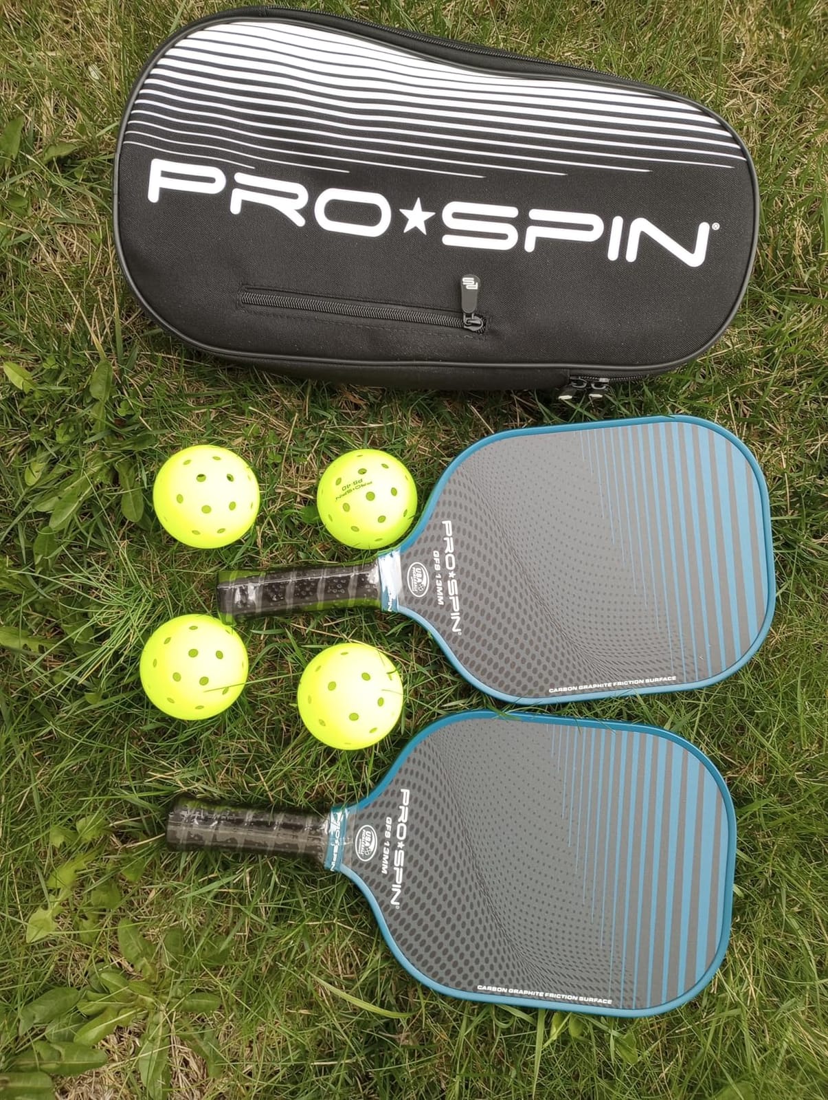 PRO-SPIN Carbon Fiber Pickleball Paddles Set of 2 | Lightweight Pickleball Set with Indoor/Outdoor Balls and Bag - Durable Pickle Ball Paddle Gift for Men, Women & Families customer photo 1