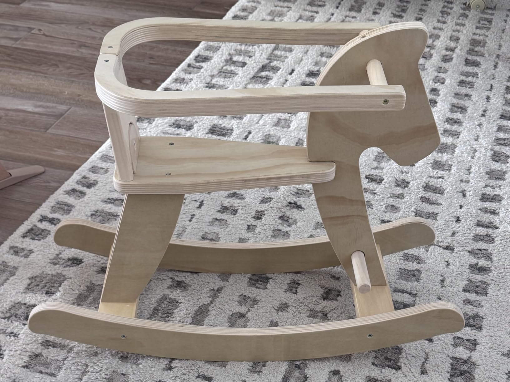 labebe Wooden Rocking Horse, Baby Wooden Ride On Toys for 12M+, White Rocker Toy with Removable Fence, Toddler Riding Toy Indoor/Outdoor, Nursery Birthday Gift customer photo 2