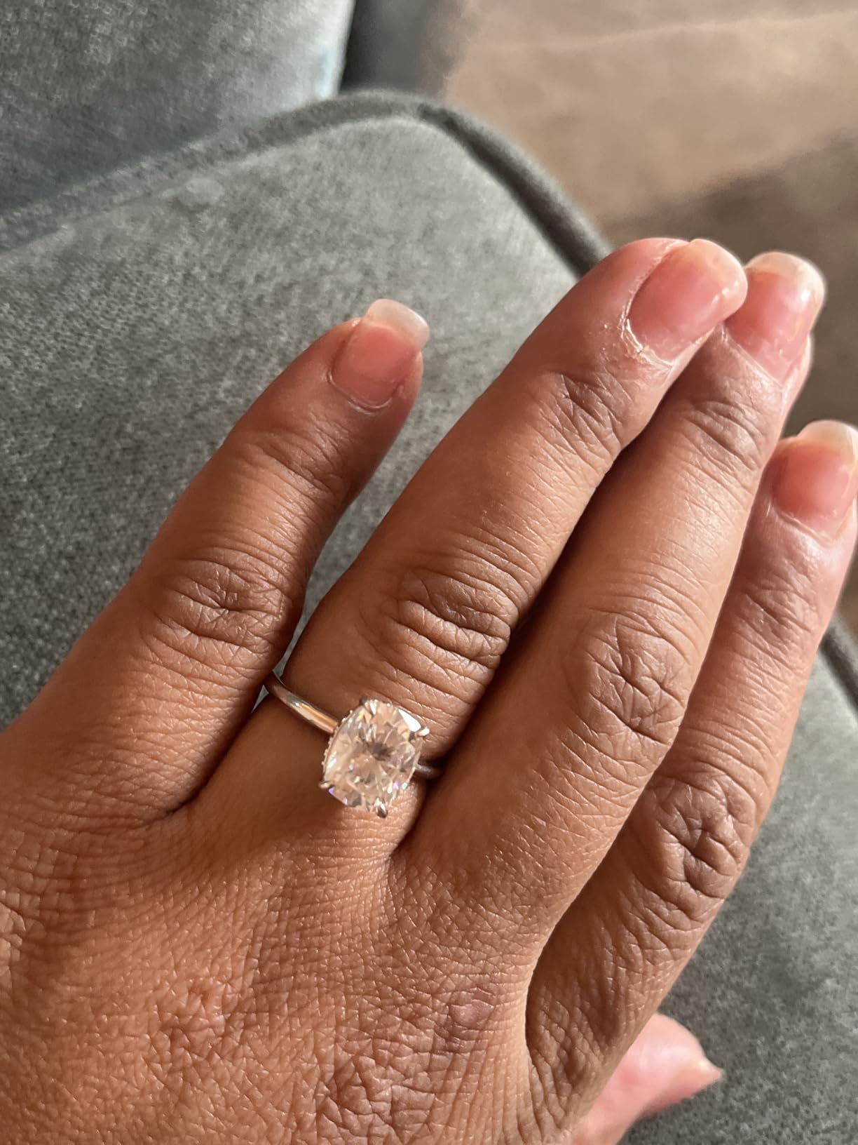 925 Silver 2.5/3.5ct Cushion Cut Moissanite Engagement Ring customer photo 2