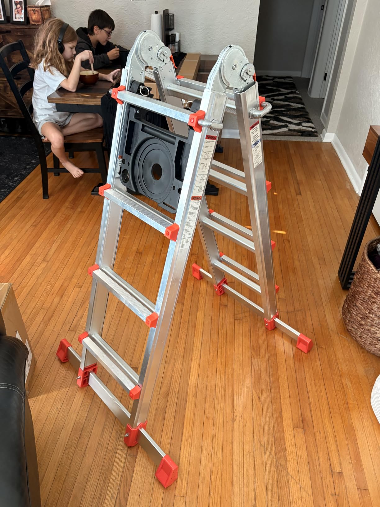 Soctone A Frame Extension Ladder, 14 Ft Multi Position Ladder, 330 lbs Weight Rating Telescoping Ladder for Household or Outdoor Work, Multi Position with Stabilizer Bar customer photo 2