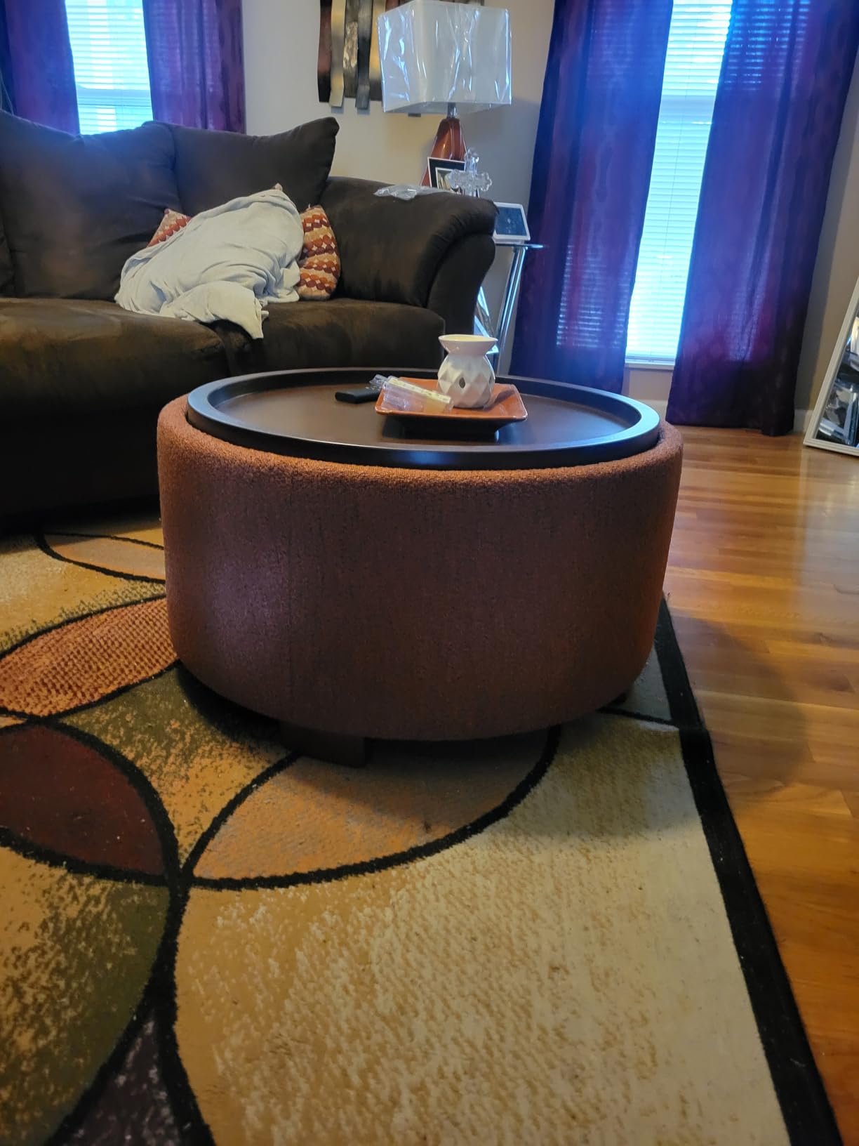 Zihanhome 30 Inch Round Storage Ottoman Coffee Table, Modern Boucle Ottoman with Lift-Off Lid and Solid Wood Legs for Living Room, Bedroom, Corners, Apartments (Beige) customer photo 1