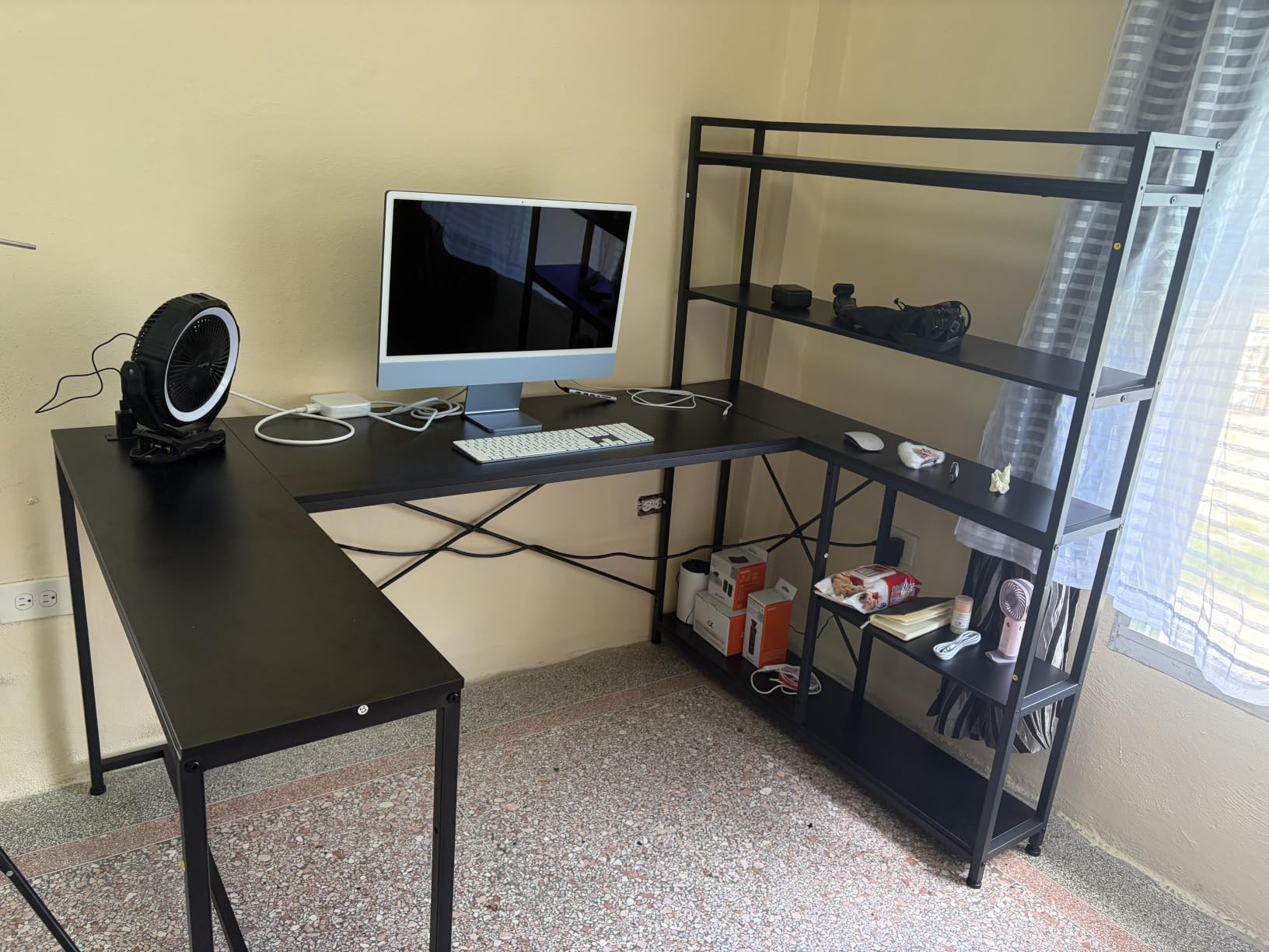 SEDETA L Shaped Desk with Storage Shelves, 63