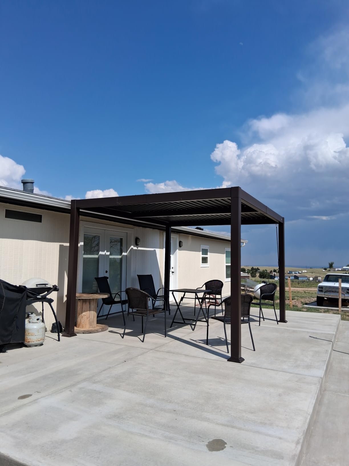 PURPLE LEAF Patio Louvered Pergola 11' x 15' Outdoor Hardtop Gazebo Bronze | 0-85 Louvers Adjust Shade, 4.5