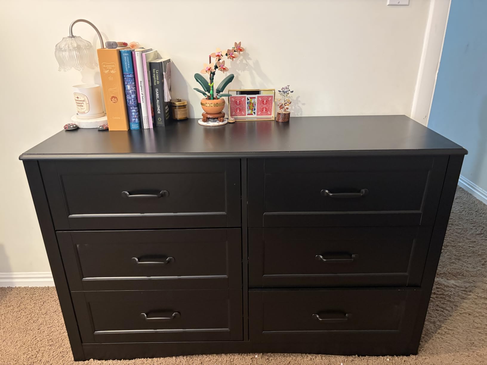 Gizoon 6 Drawer Dresser for Bedroom, 47'' Larger Chest of Drawers with Mental Handle for Kids Room, Black Dresser with 6 Storage Drawers for Living Room, Entryway and Hallway, Black customer photo 1