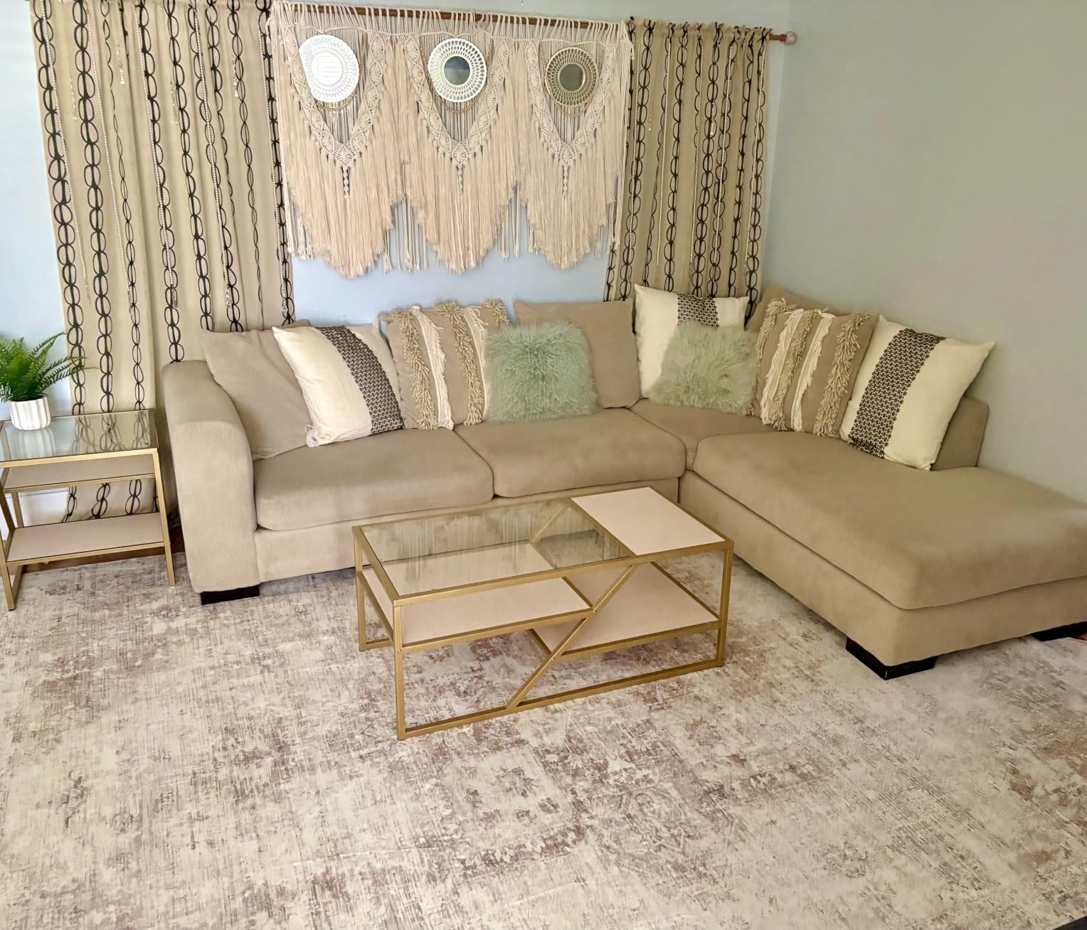 Area Rug 9x12 Washable Rug, Vintage Boho Medallion Rugs Non-Slip Soft Low Pile Large Distressed Rug Indoor Retro Carpet for Living Room Bedroom Dining Room Home Office (Beige, 9'x12') customer photo 2