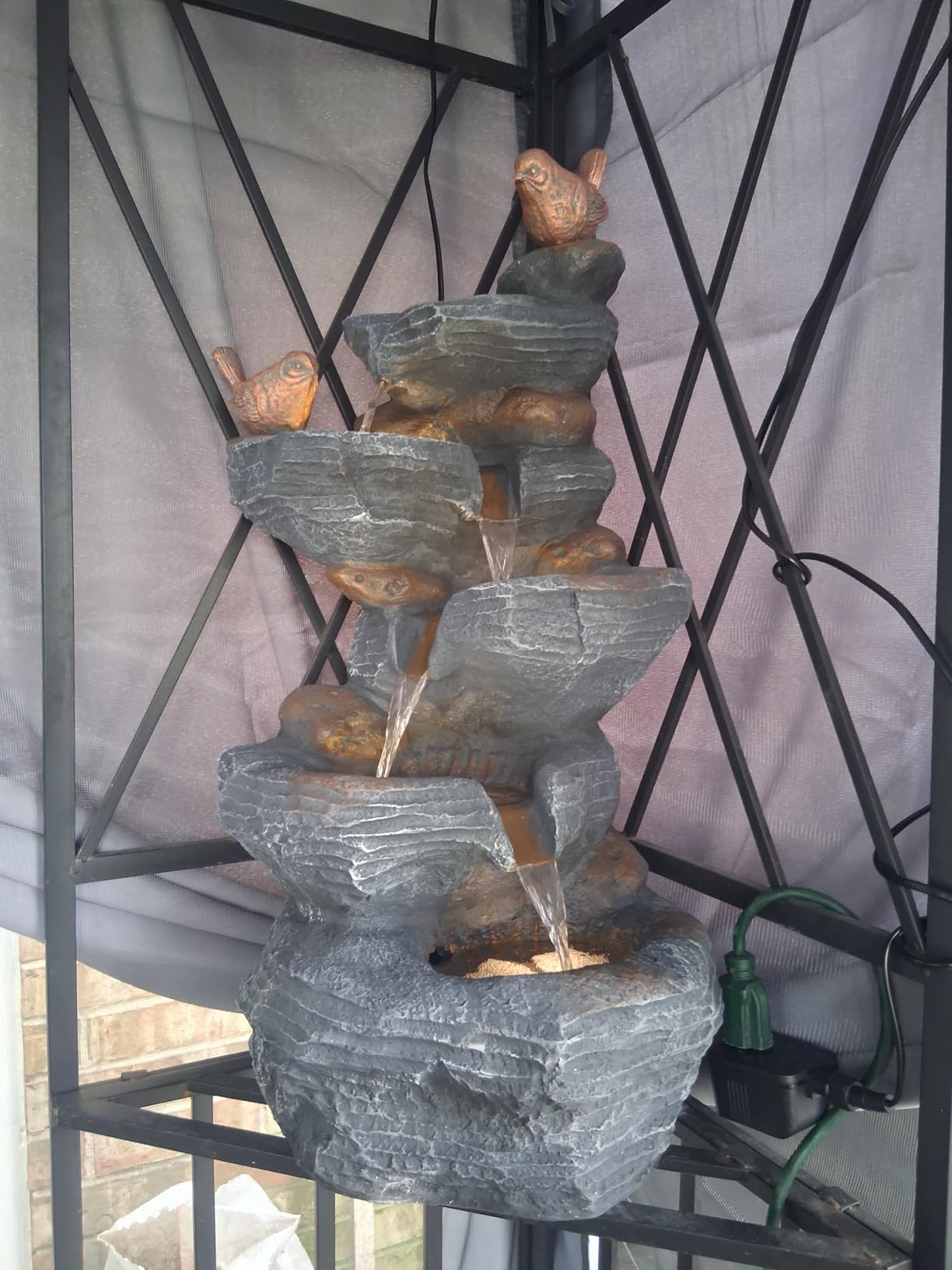 5-Tiers Cascading Rock Water Fountain Outdoor, Waterfalls Fountains | Garden Freestanding Resin Water Feature Fountain with LED Lights, Pump for Indoors Patio, Backyard, Deck, Porch, Home Decor customer photo 1