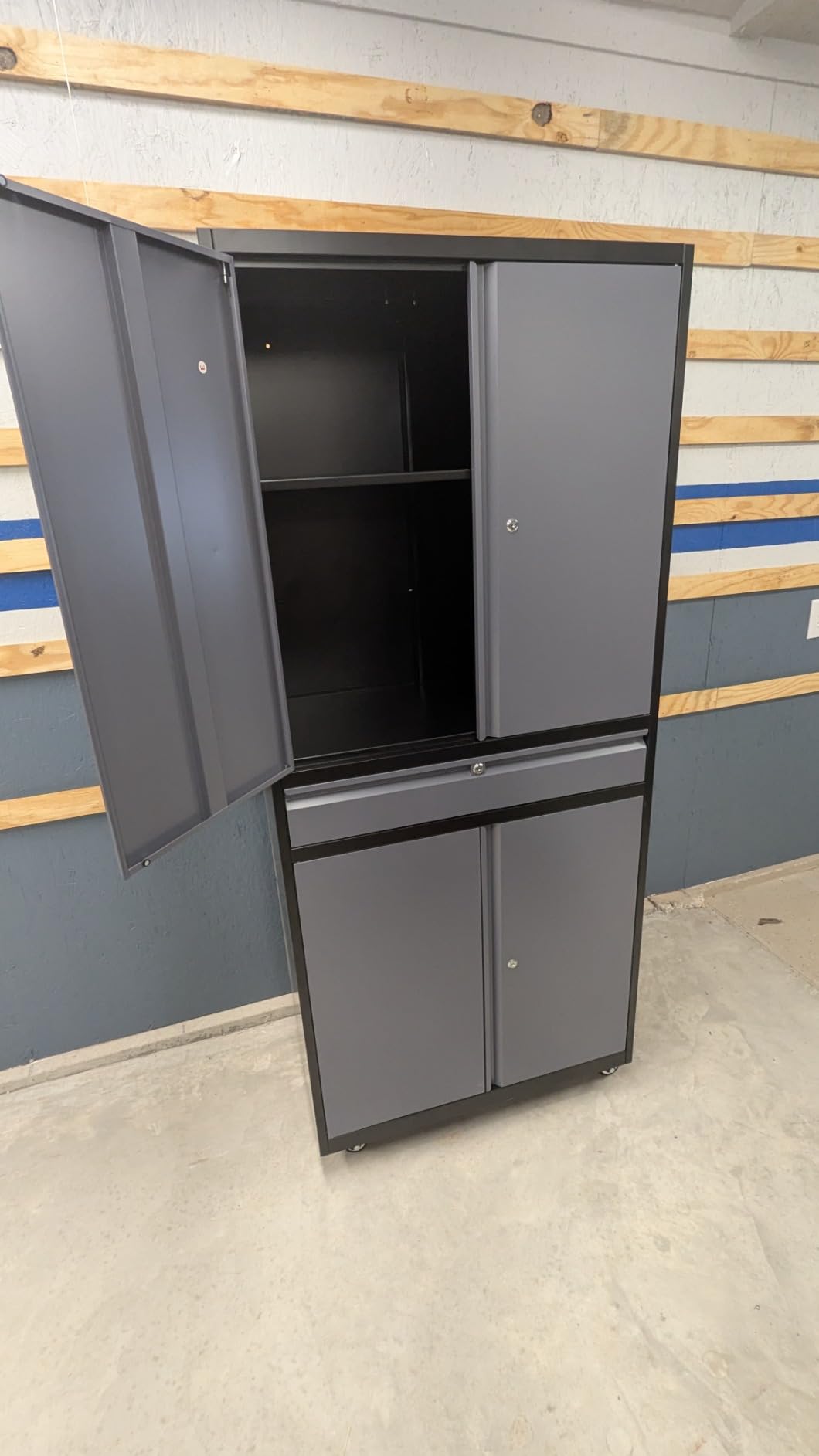 Yizosh Metal Garage Storage Cabinet with Locking Doors and Adjustable Shelves, 74