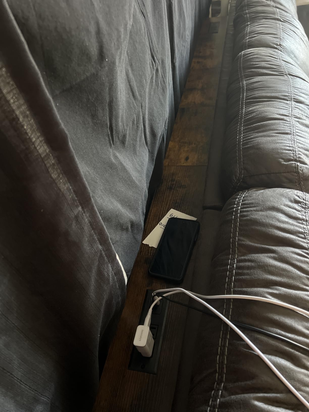 SUPERJARE 78.8 inch Narrow Behind Couch Table with 2 Charging Stations | 2 AC Outlets with USB-C Ports, Extra Storage Behind Sofa, Sofa Table Console Table for Entryway Living room, Rustic Brown customer photo 1