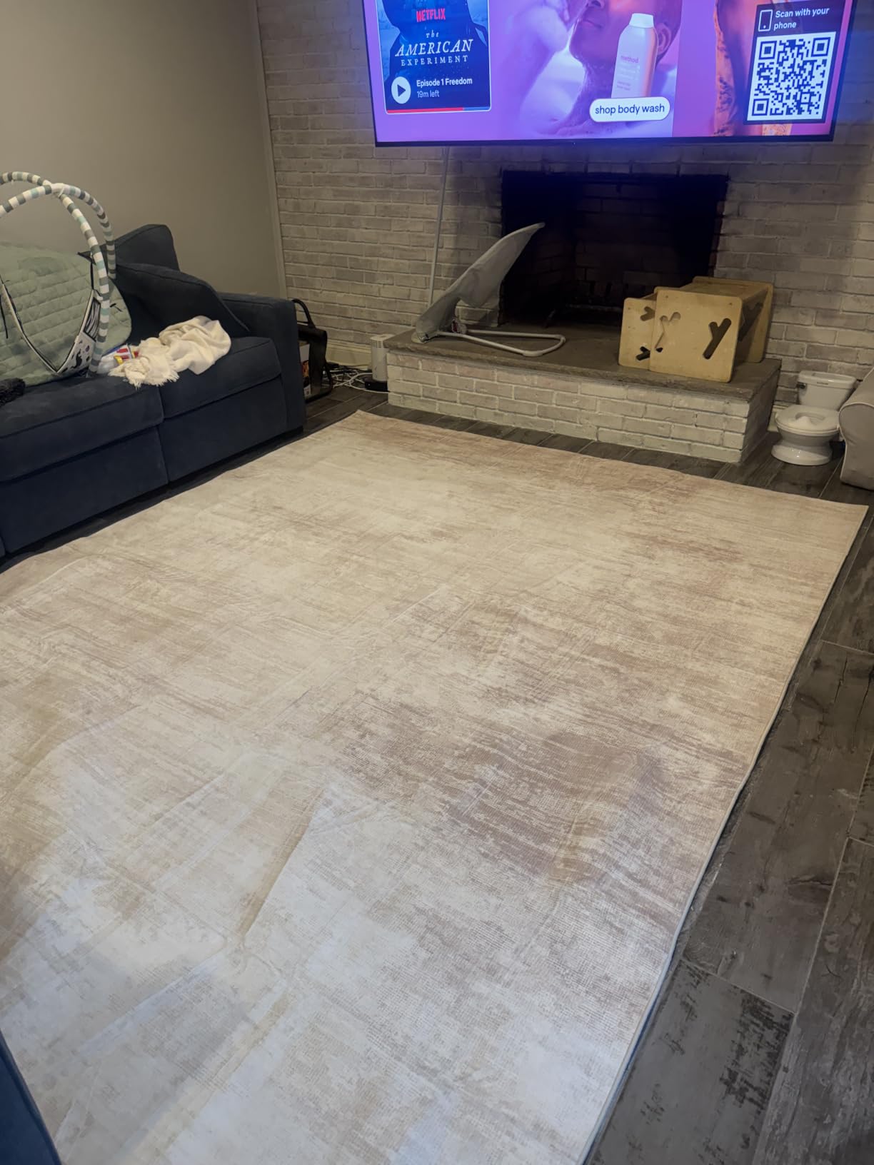 Area Rugs 9x12 Living Room: Washable Rug Modern Abstract Large Rugs Soft Non Slip Neutral Rug Stain Resistant Indoor Carpet for Bedroom Kitchen Dining Room Table Nursery Home Office Rugs (Beige, 9'x12') customer photo 1