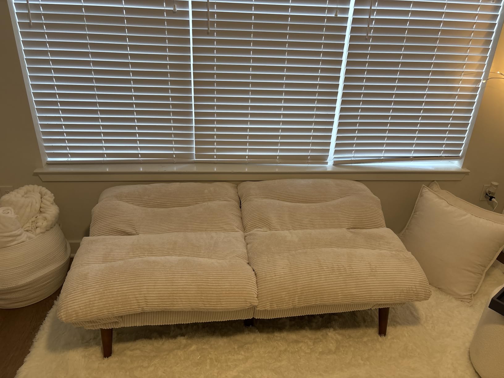 Pipishell Futon Sofa Bed, 66 Inch Corduroy Futon Couch Convertible with Adjustable Backrest and Armrests, Recliner Sleeper Sofa for Small Spaces customer photo 2