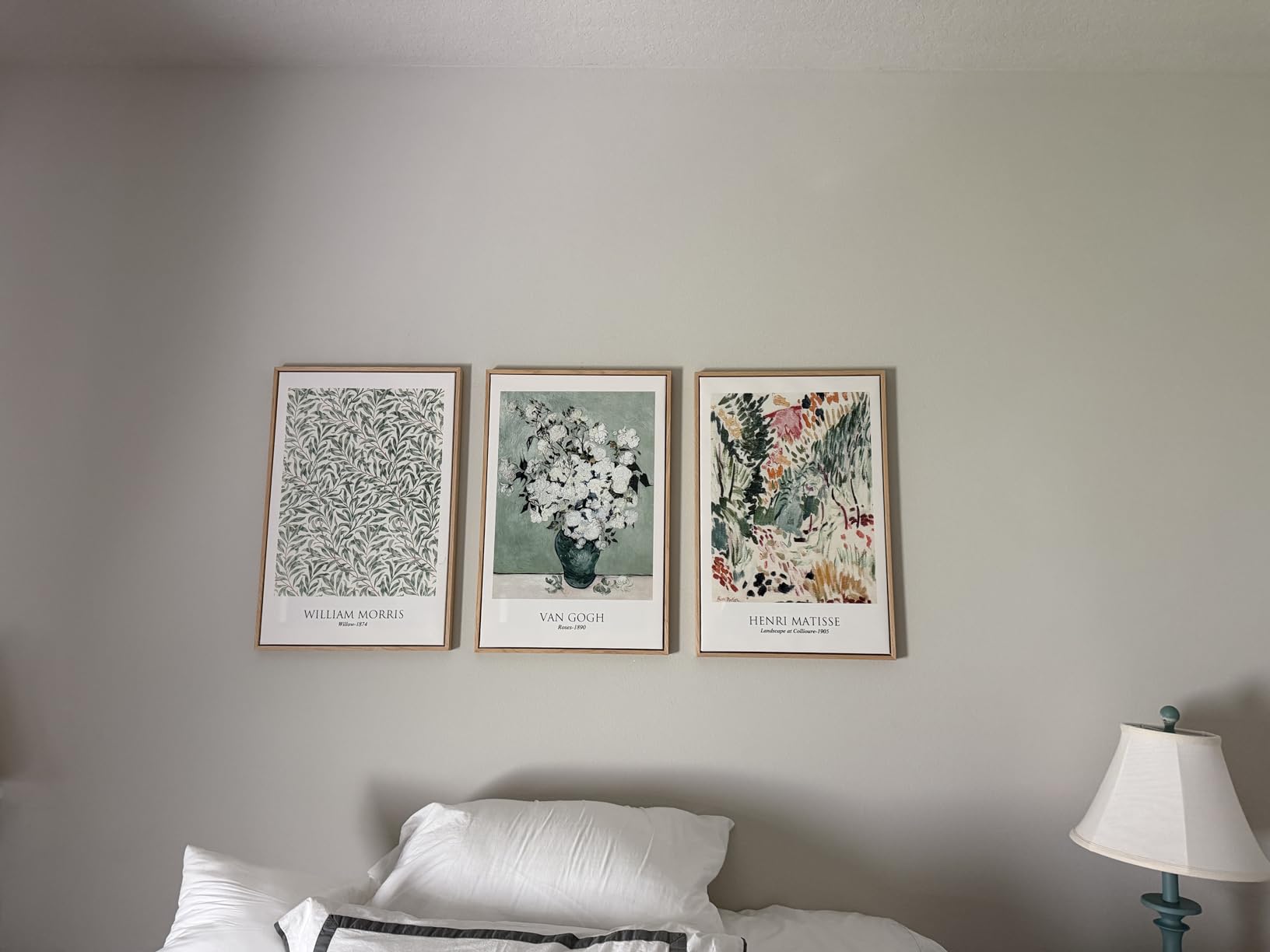 Framed Large William Morris Canvas Wall Art Set of 3, Vintage Nature Floral Artwork Prints, Boho Neutral Botanical Wall Decor for Living Room, Bedroom, Hallway and Office, Total Size 30x60 customer photo 1