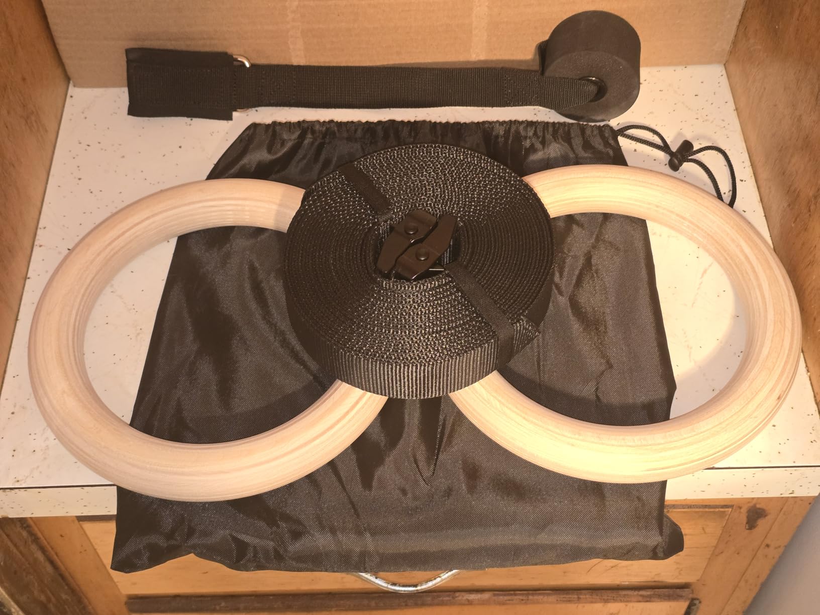 Gymnastic Rings - Durable Home Workout Equipment w/Adjustable Straps & Secure Buckle - Portable 1.25