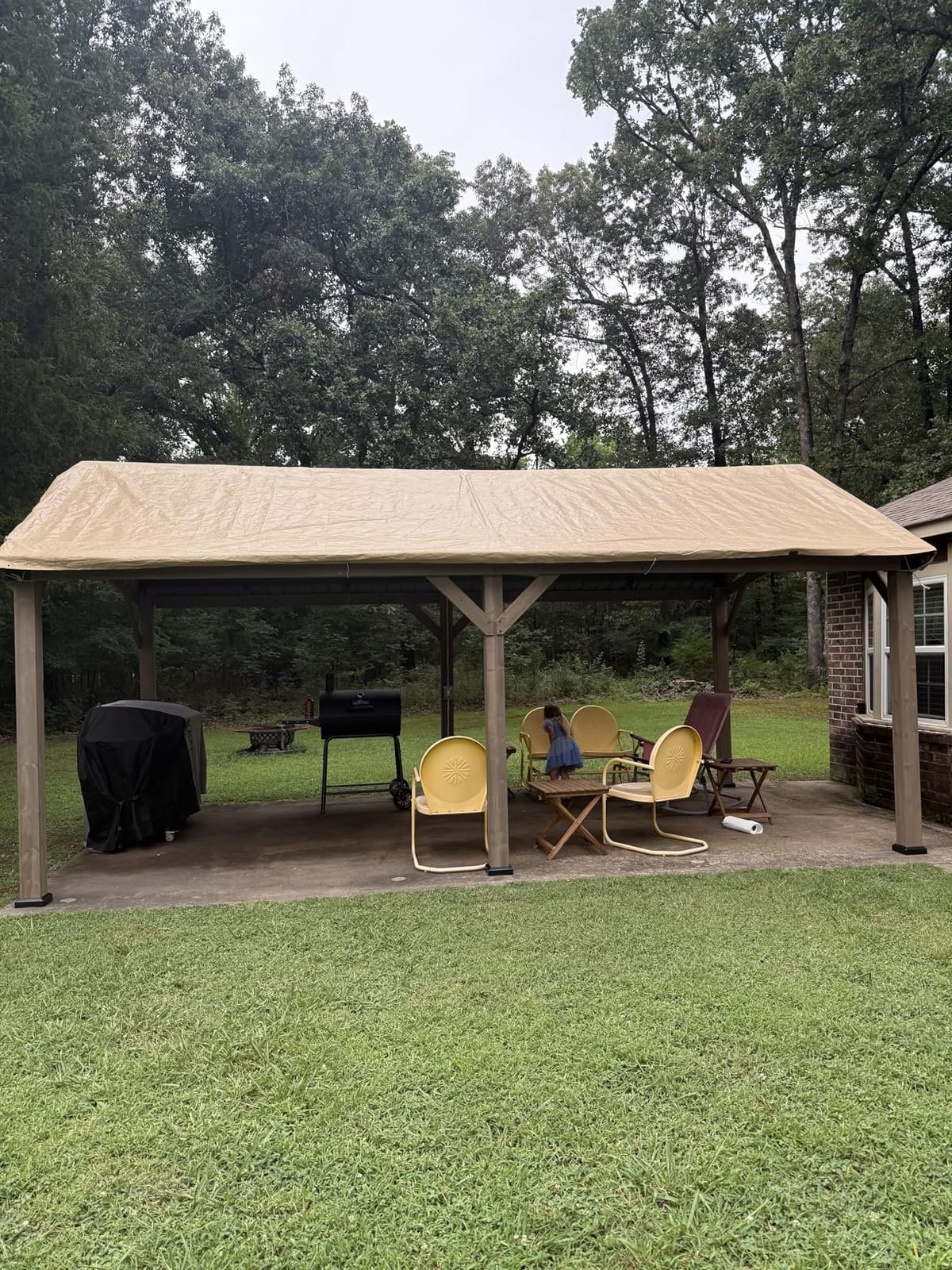Aoxun 12' x 20' Wood Gazebo with Galvanized Steel Gable Roof, Gray | Permanent Hardop Gazebo with 4.7