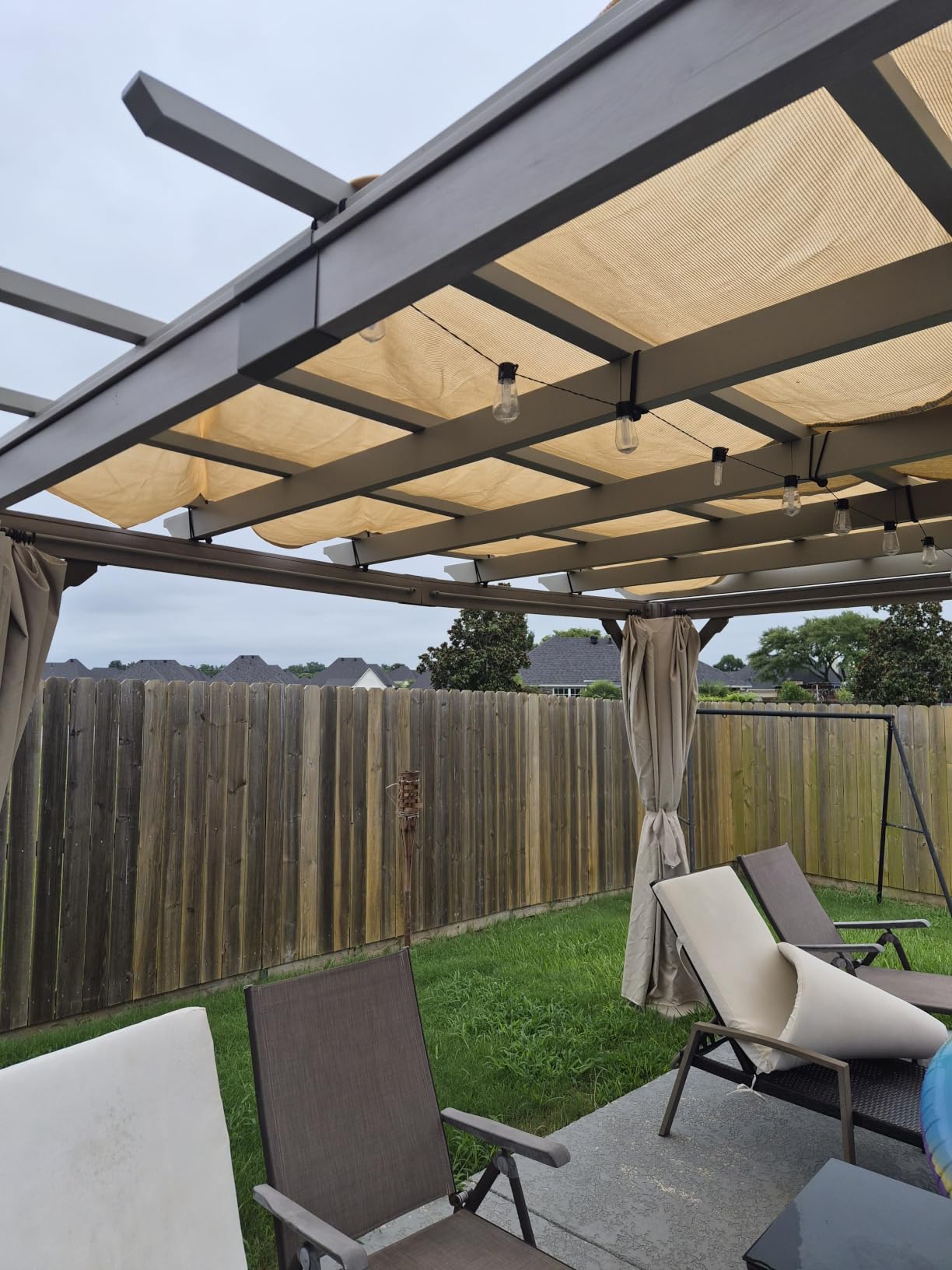 Amazon Basics Outdoor Patio Sun Shade Sail with UV Block, Blocks Harmful UV Rays, Stainless Steel D-Rings for Secure Installation and Stability, Provides Ample Shade, 10' x 13' ft, Sand customer photo 1