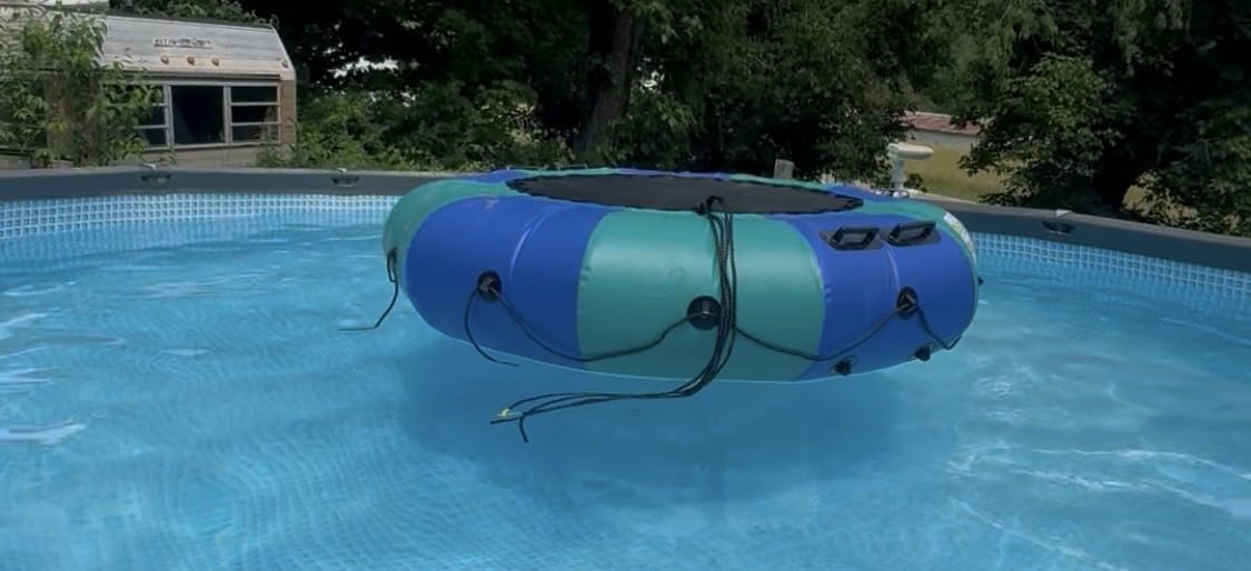6FT/10FT/12FT/15FT Inflatable Water Trampoline, Recreational Water Bouncer, Adults Youth Floating Rebounder with 4-Step Ladder, Portable Bounce Swim Platform for Pool, Lake, Water Sports customer photo 1