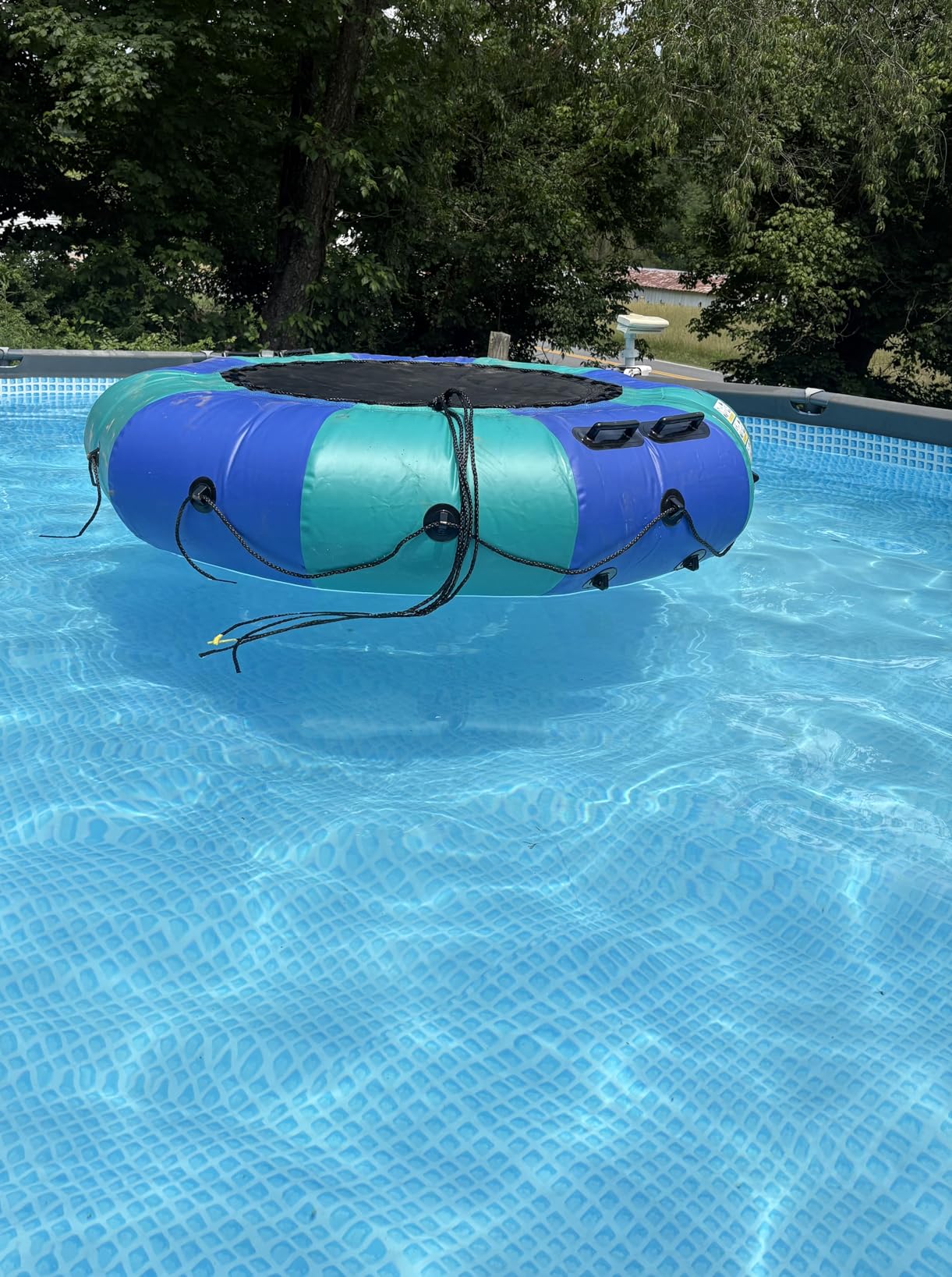 6FT/10FT/12FT/15FT Inflatable Water Trampoline, Recreational Water Bouncer, Adults Youth Floating Rebounder with 4-Step Ladder, Portable Bounce Swim Platform for Pool, Lake, Water Sports customer photo 2