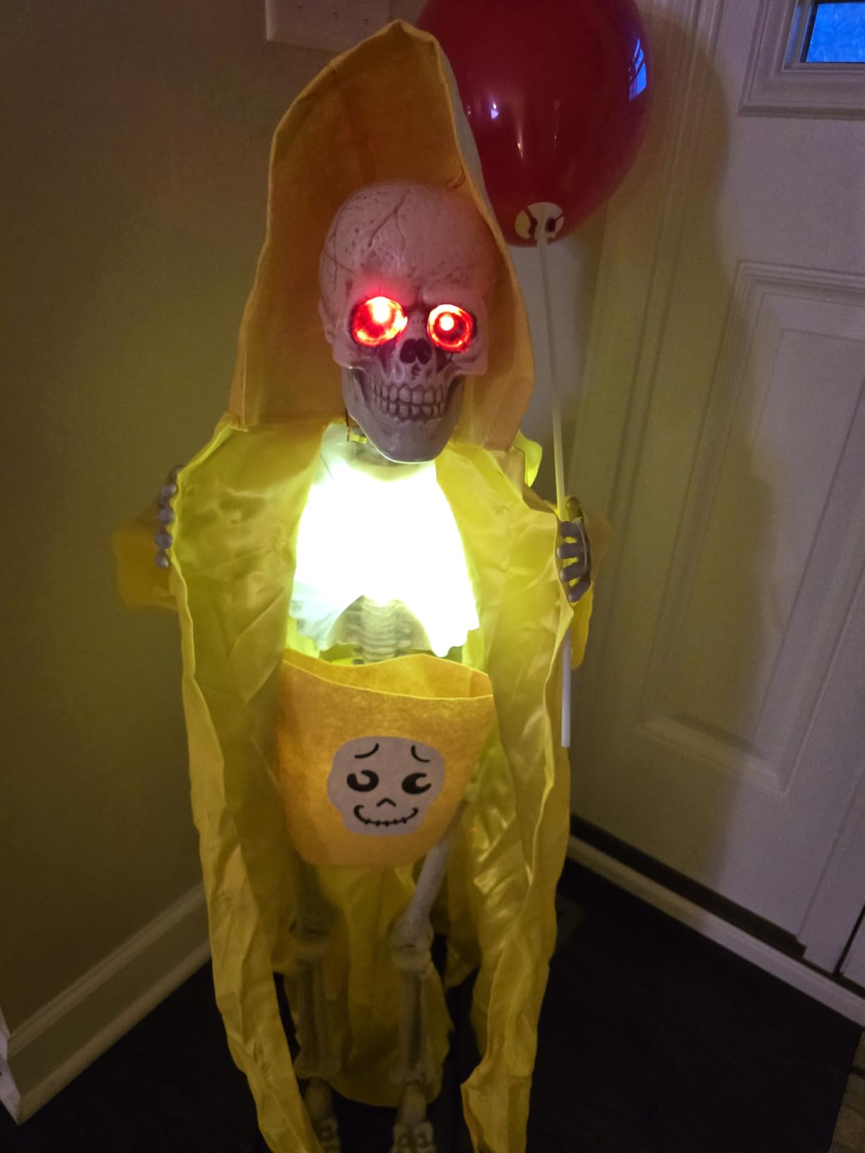 Halloween Animatronic Tombstone with Moving Skeleton - Sensor Activated Animated Scary Prop with Creepy Sound & Light-Up Eyes for Haunted House, Yard,Halloween Party Decor customer photo 1