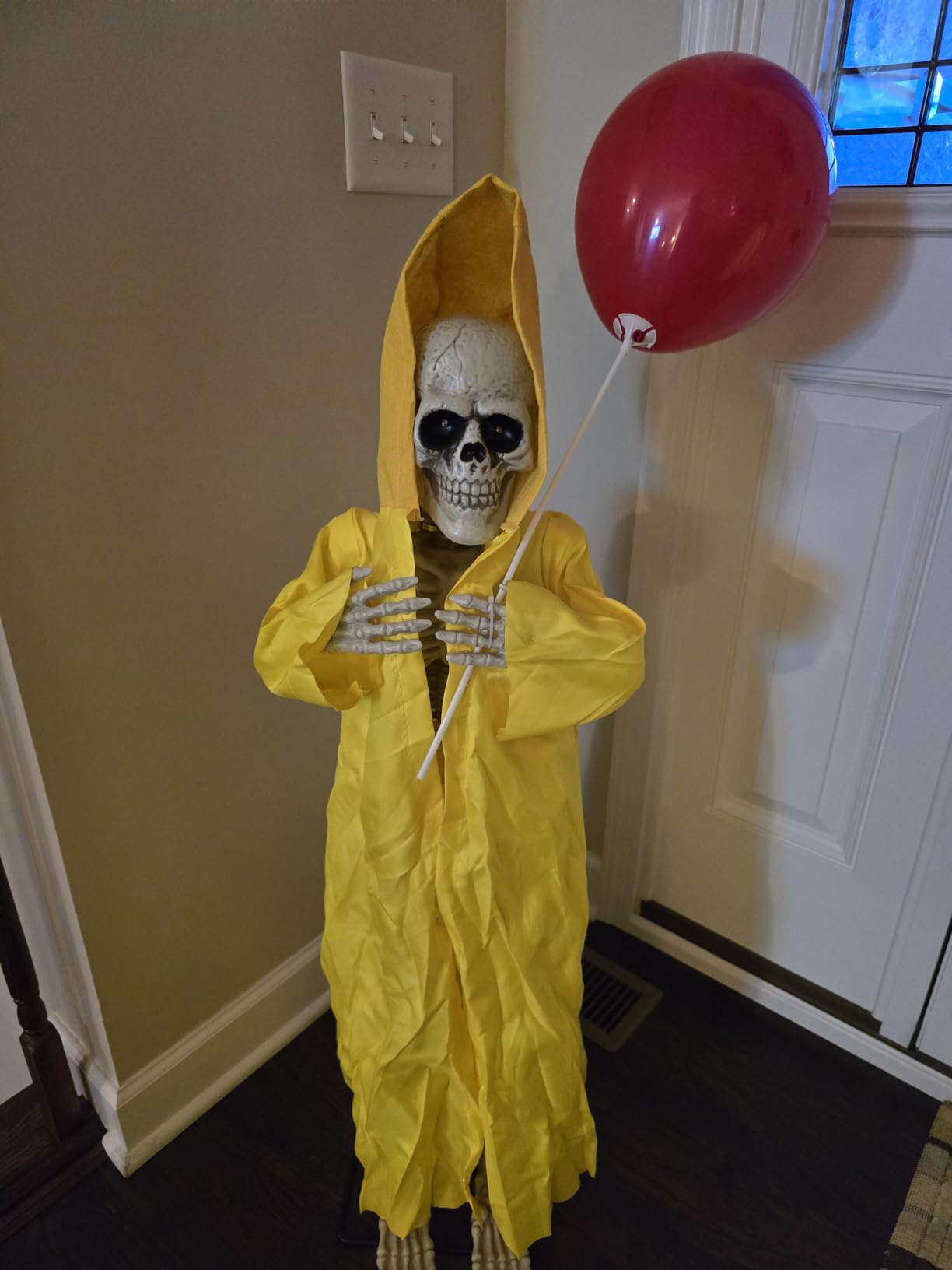 Halloween Animatronic Tombstone with Moving Skeleton - Sensor Activated Animated Scary Prop with Creepy Sound & Light-Up Eyes for Haunted House, Yard,Halloween Party Decor customer photo 2