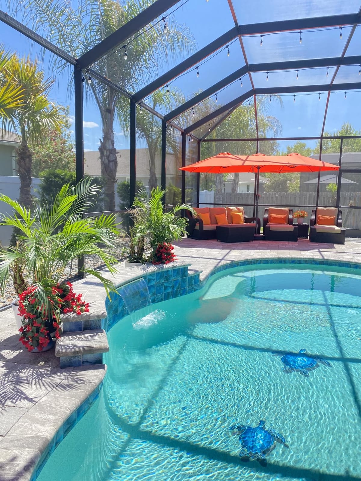 Tangkula 13 FT Large Patio Umbrella, Outdoor Double-Sided Table Market Umbrella w/Crank Handle, 12 Heavy-Duty Ribs, Sun-Protective Rectangular Twin Parasol for Garden Deck Lawn Poolside (Orange) customer photo 1