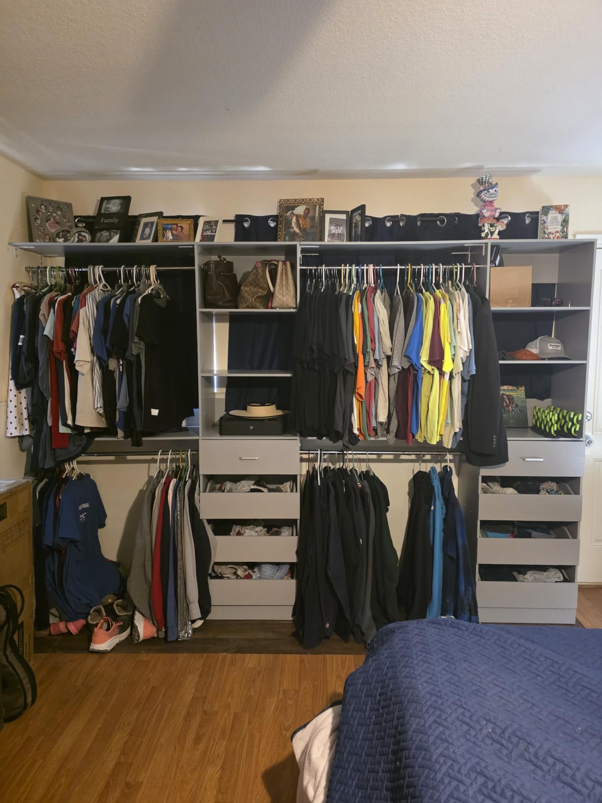 Aheaplus Closet System, Wood Closet Organizer System with 8 Drawers & 4 Rods | Cut to Fit 7-12Ft, Large Walk-in Closet Organizer Wardrobe System with Shelf & Tower, Multiple Installation Ways, White customer photo 2