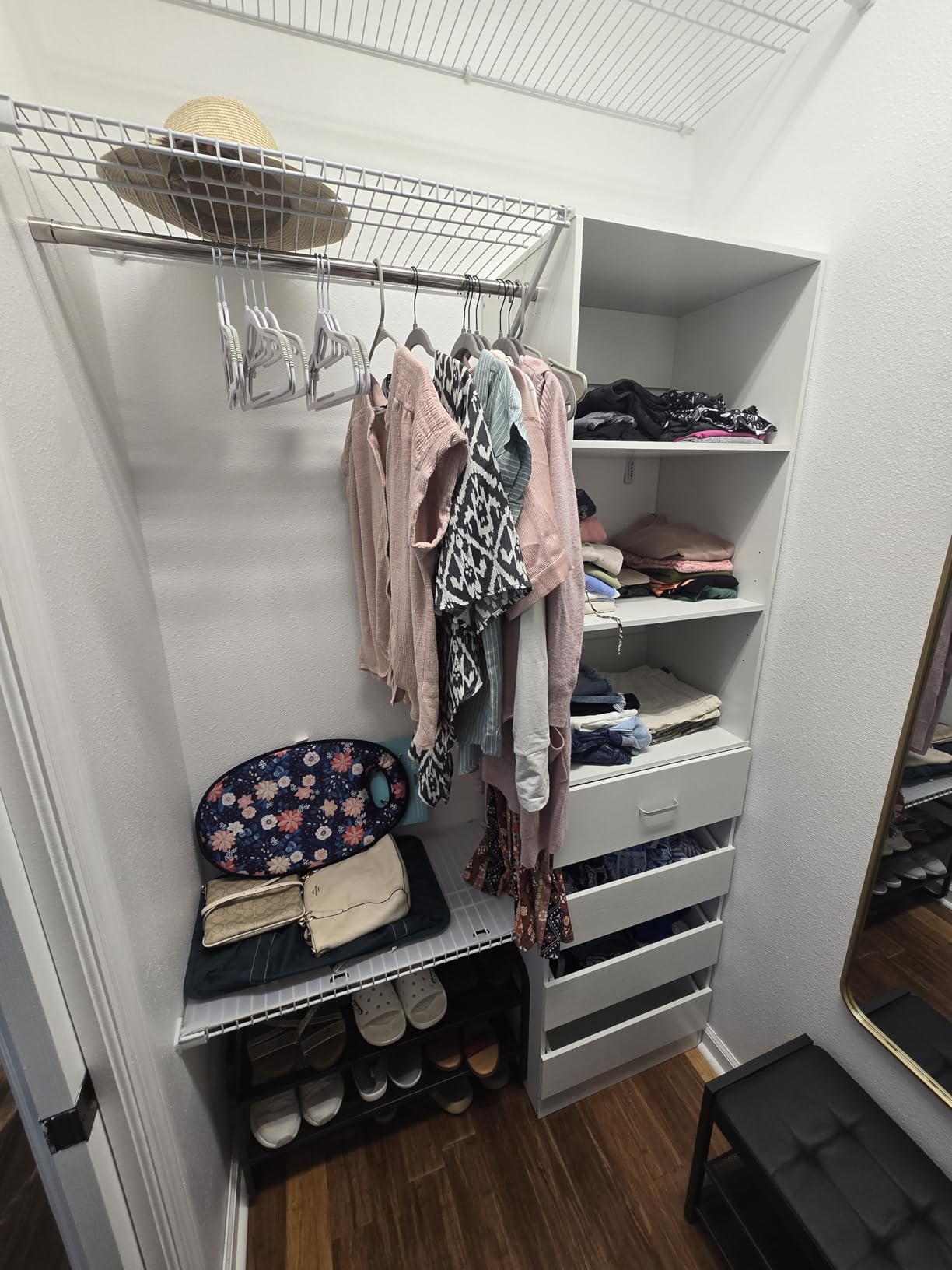 Aheaplus Closet System, 6-15Ft Closet Organizer with 8 Wooden Drawers, White | Wood Closet Organizer System with Tower, Walk-in Closet Organizer Wardrobe Clothes Rack with 4 Hanging Rods, Garment Rack customer photo 1