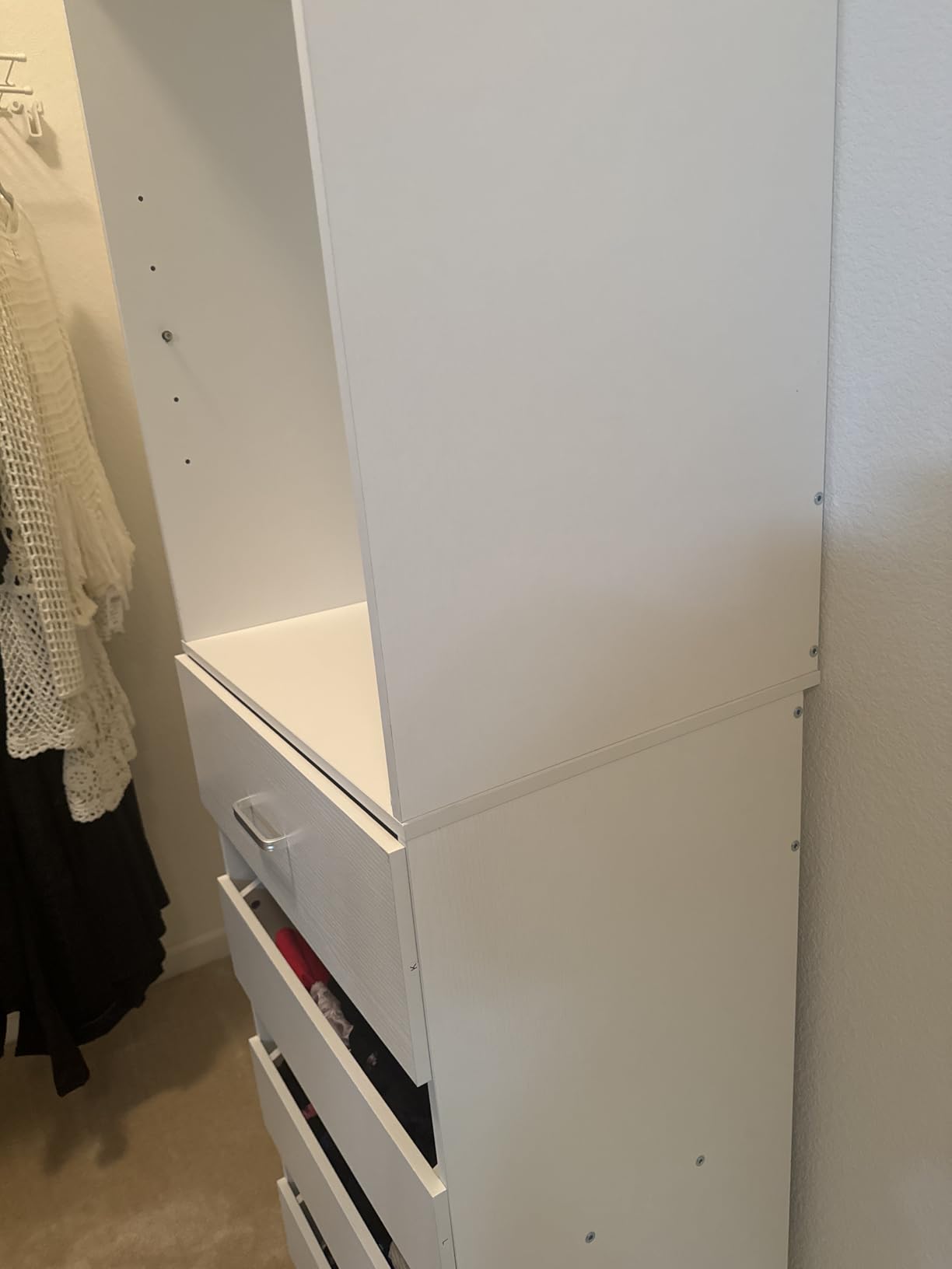 Aheaplus Closet System, 6-15Ft Closet Organizer with 8 Wooden Drawers, White | Wood Closet Organizer System with Tower, Walk-in Closet Organizer Wardrobe Clothes Rack with 4 Hanging Rods, Garment Rack customer photo 2