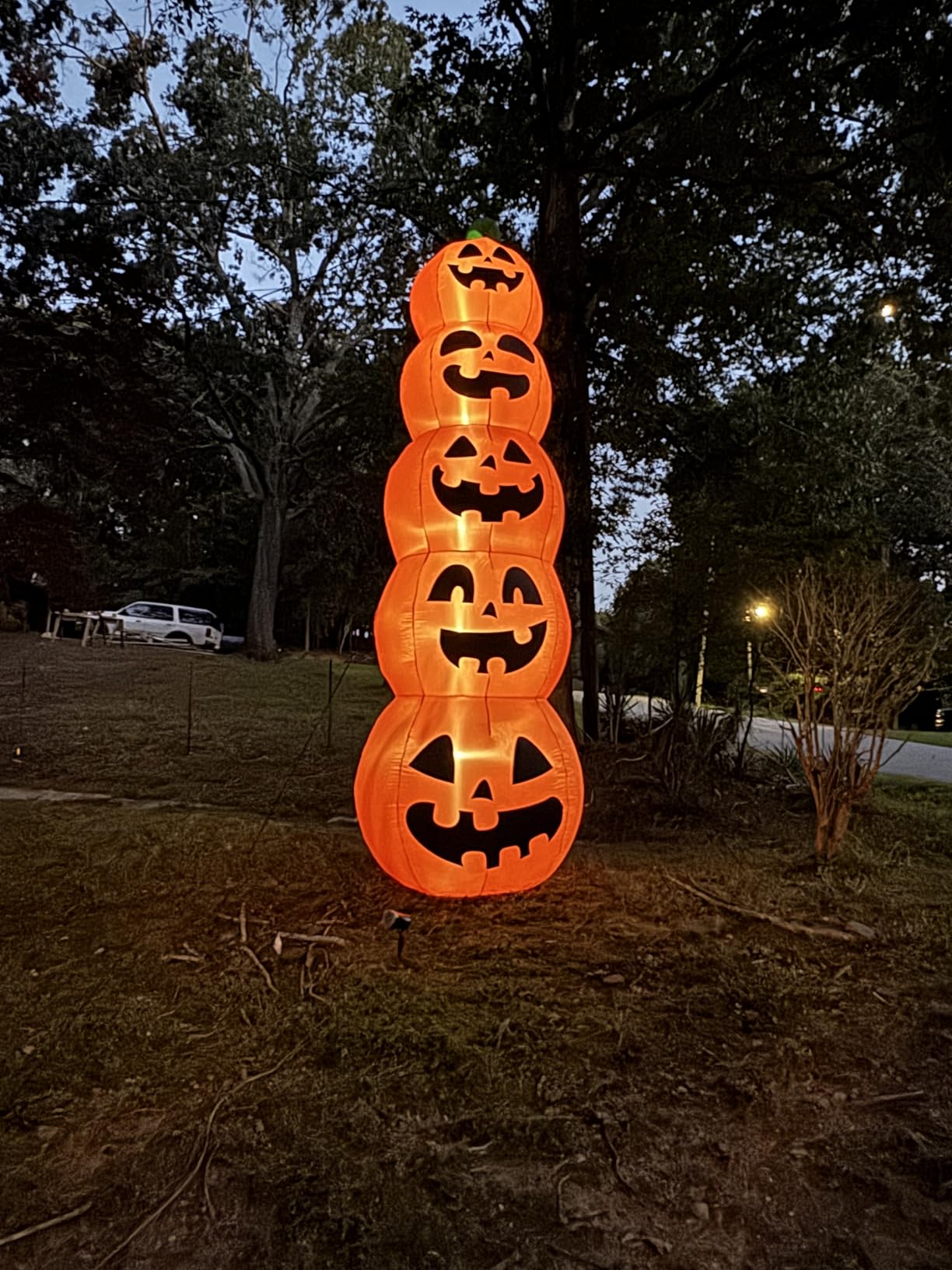 14 FT Giant Halloween Inflatable Stacked Pumpkins Outdoor Decoration | Built in 5 LED Lights, Halloween Blow Up 5 Pumpkins Yard Decorations for Lawn Garden Party Decor customer photo 2