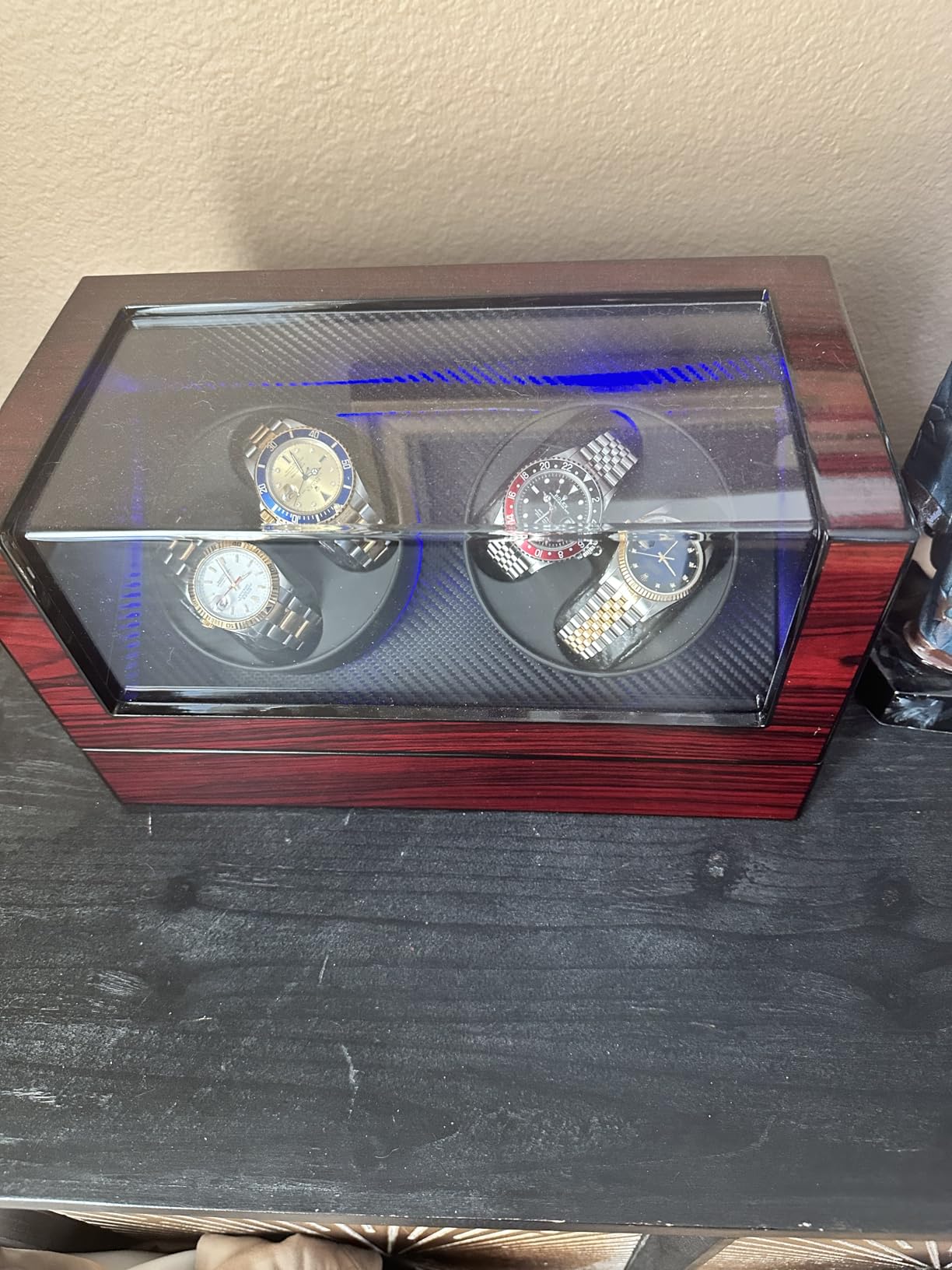 ANWBROAD Watch Winders For Automatic Watches, Watch Turner For Automatic | Automatic Watch Winder Box With Led Light,4 Watch Winder,4 Watch Rotator And Super Quiet Motor And 4 Rotation Mode,UJWW011Y customer photo 1