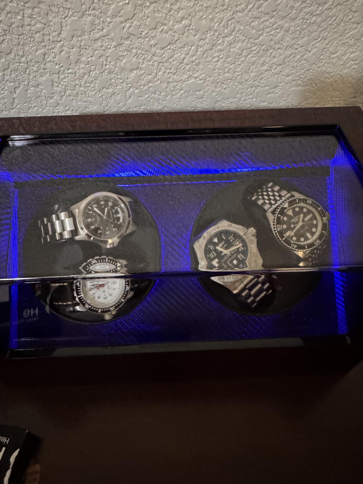 ANWBROAD Watch Winders For Automatic Watches, Watch Turner For Automatic | Automatic Watch Winder Box With Led Light,4 Watch Winder,4 Watch Rotator And Super Quiet Motor And 4 Rotation Mode,UJWW011Y customer photo 2