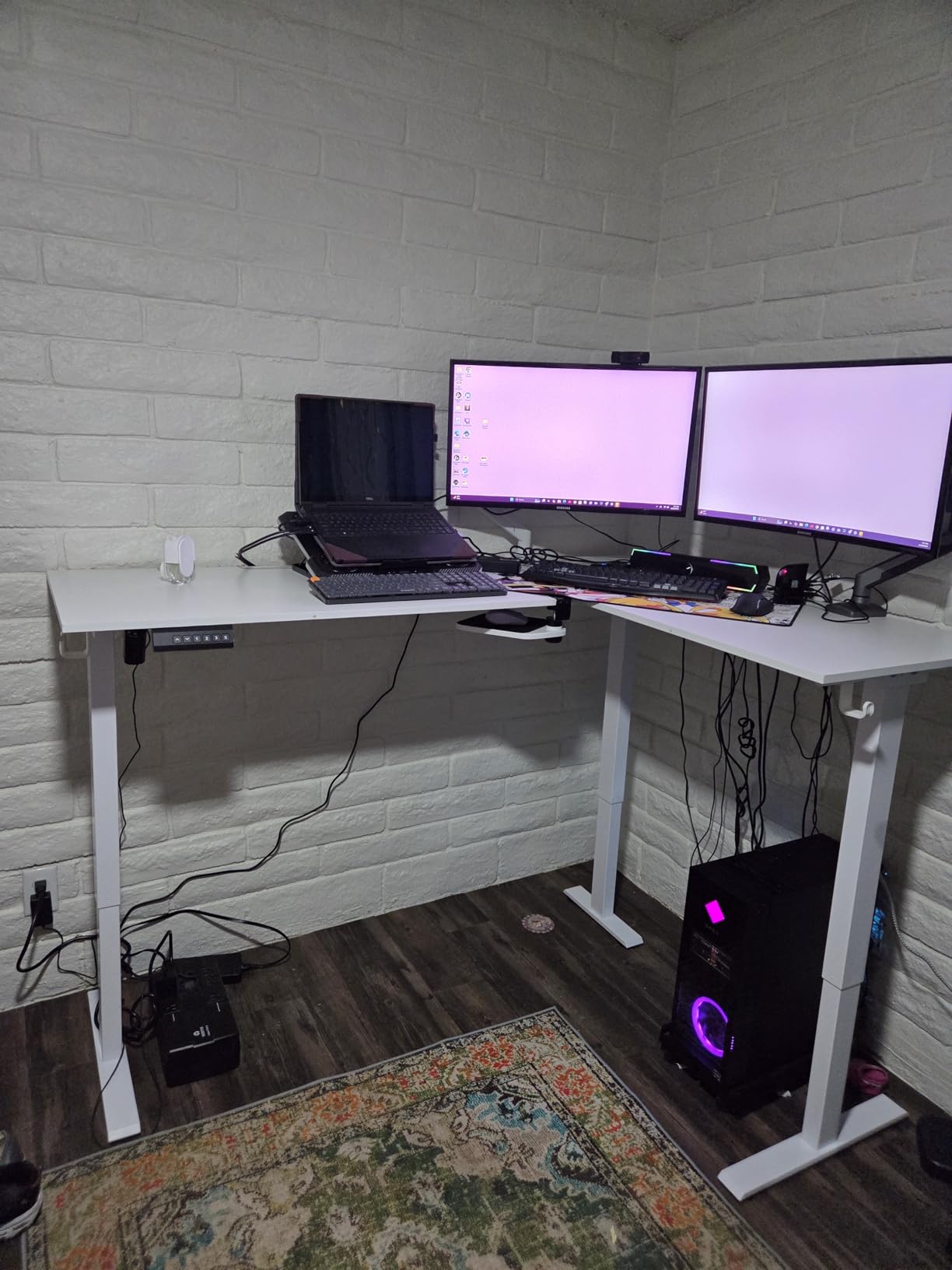 Casaottima 63 Inch L Shaped Electric Standing Desk, Home Office, White - Reversible Corner Desk with Height Adjustment, Ergonomic Sit Stand Table for Home Office, Computer Workstation customer photo 2