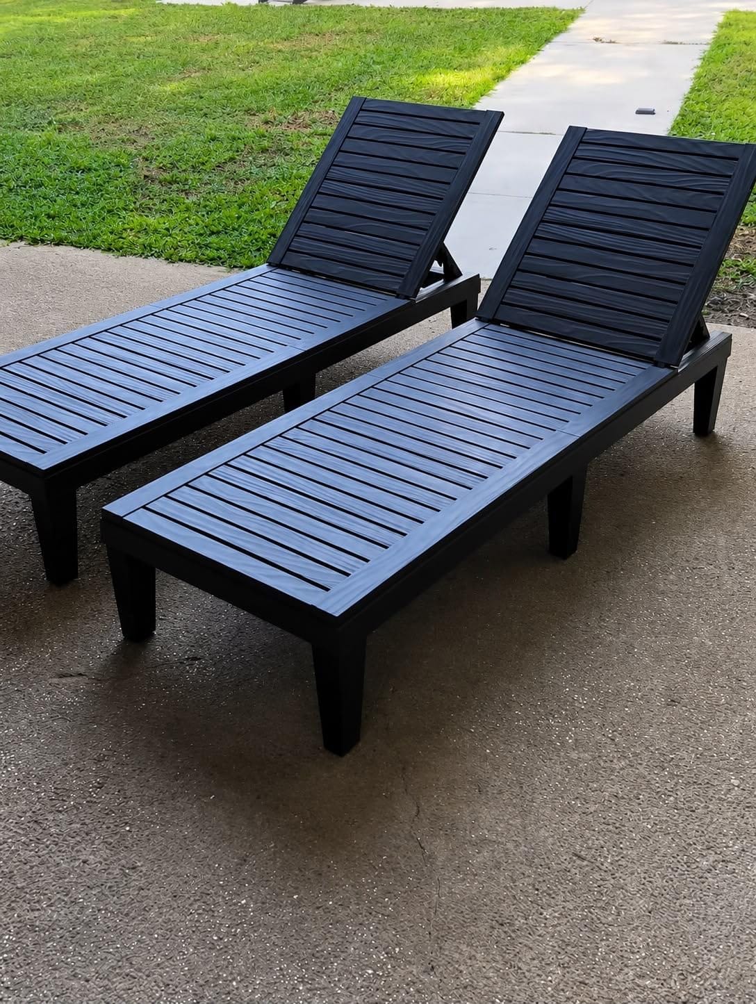 NUNU LAB Outdoor Chaise Lounge Chairs Set (Black, 2pcs) | 5-Positions Adjustable, HDPE Resin, All-Weather, Ideal for Patio, Garden, Poolside, Beach. Sunbathing Recliner, Tanning Chair customer photo 2