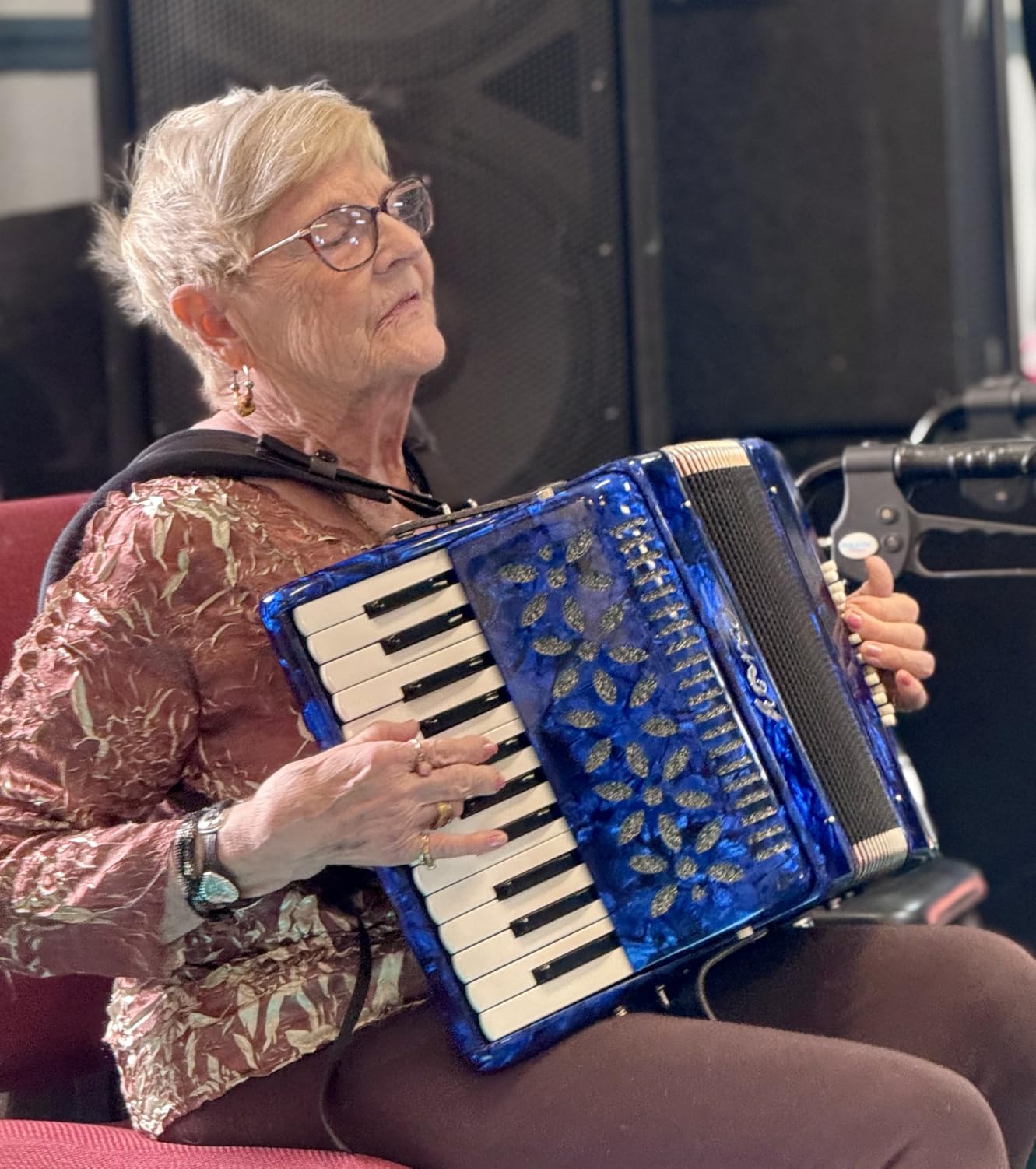 25 Keys Accordion, 16 Bass Student Piano Accordion Acordeón Acordeones Para Adultos for Beginner and Adults, Lightweight Portable with Adjustable Straps, Cleaning Cloth, Gloves, and Carrying Bag (Blue) customer photo 1