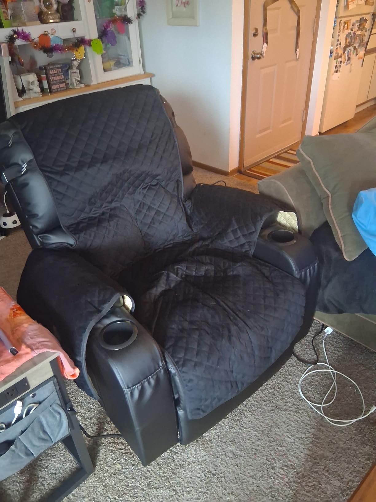 LAFWELL Rocking Recliner Chair, Massage Rocker Recliner Chair with Vibration Massage and Heat, USB and Type-C Ports, 360° Swivel Faux Leather Chairs, Living Room, Bedroom, Nursery, RV, Black customer photo 2