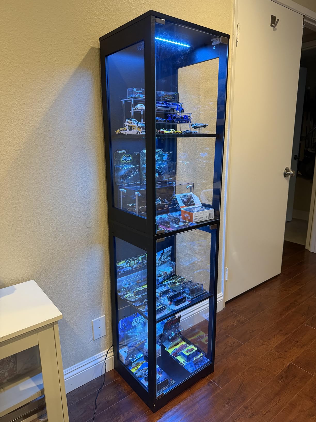 BROTTAR Glass Display Cabinet, Display Case for Collectibles, Black | 4-Tier Curio Cabinets with 3 Color Lights & Human Body Sensor, Storage Cabinet with Glass Door customer photo 1