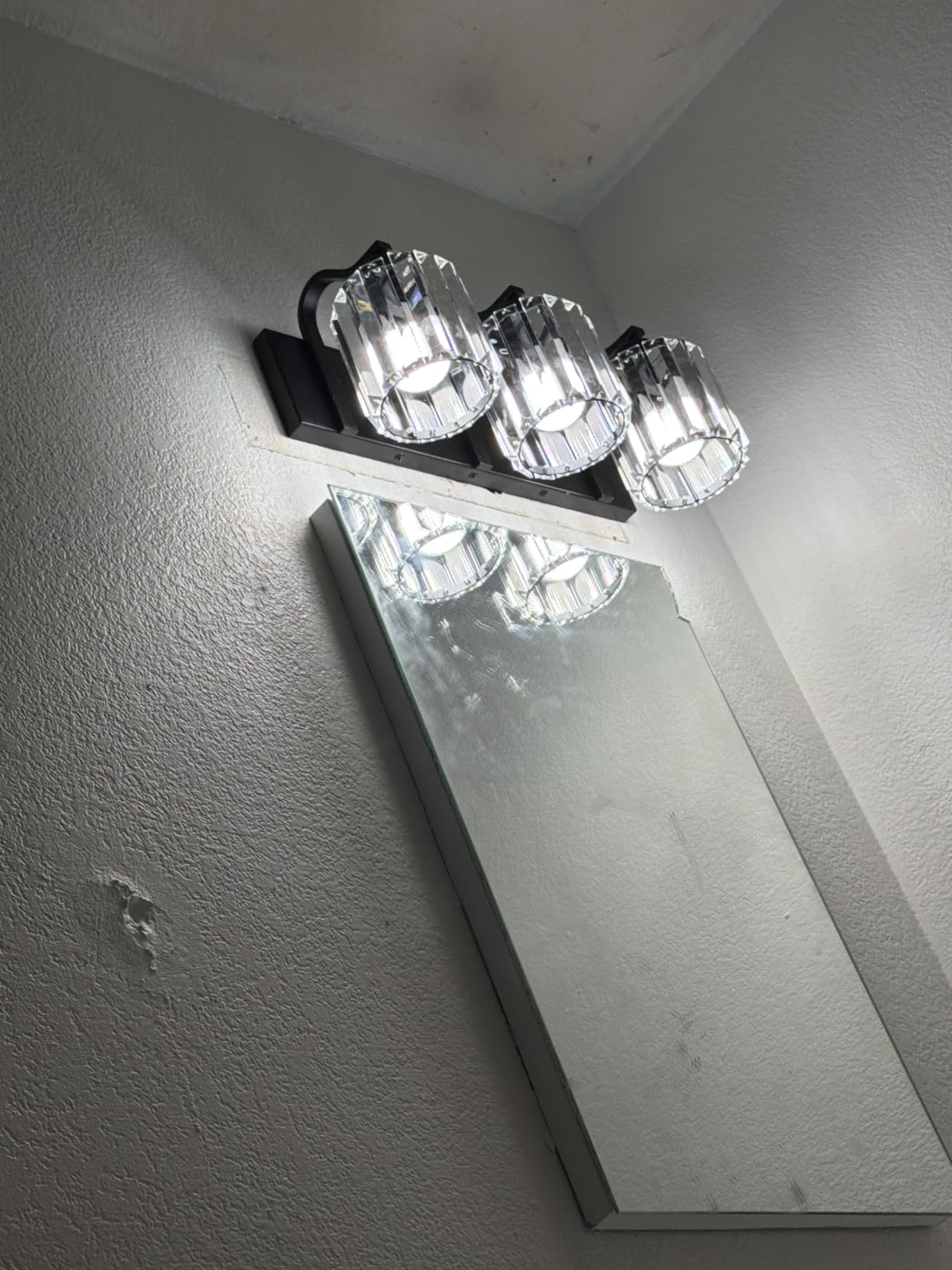 3-Light Gold Bathroom Light Fixtures, Modern Bathroom Vanity Lights Fixture with Clear Crystal Glass Shade, Modern Crystal 3 Lights Wall Sconce (Exclude Bulb) customer photo 2
