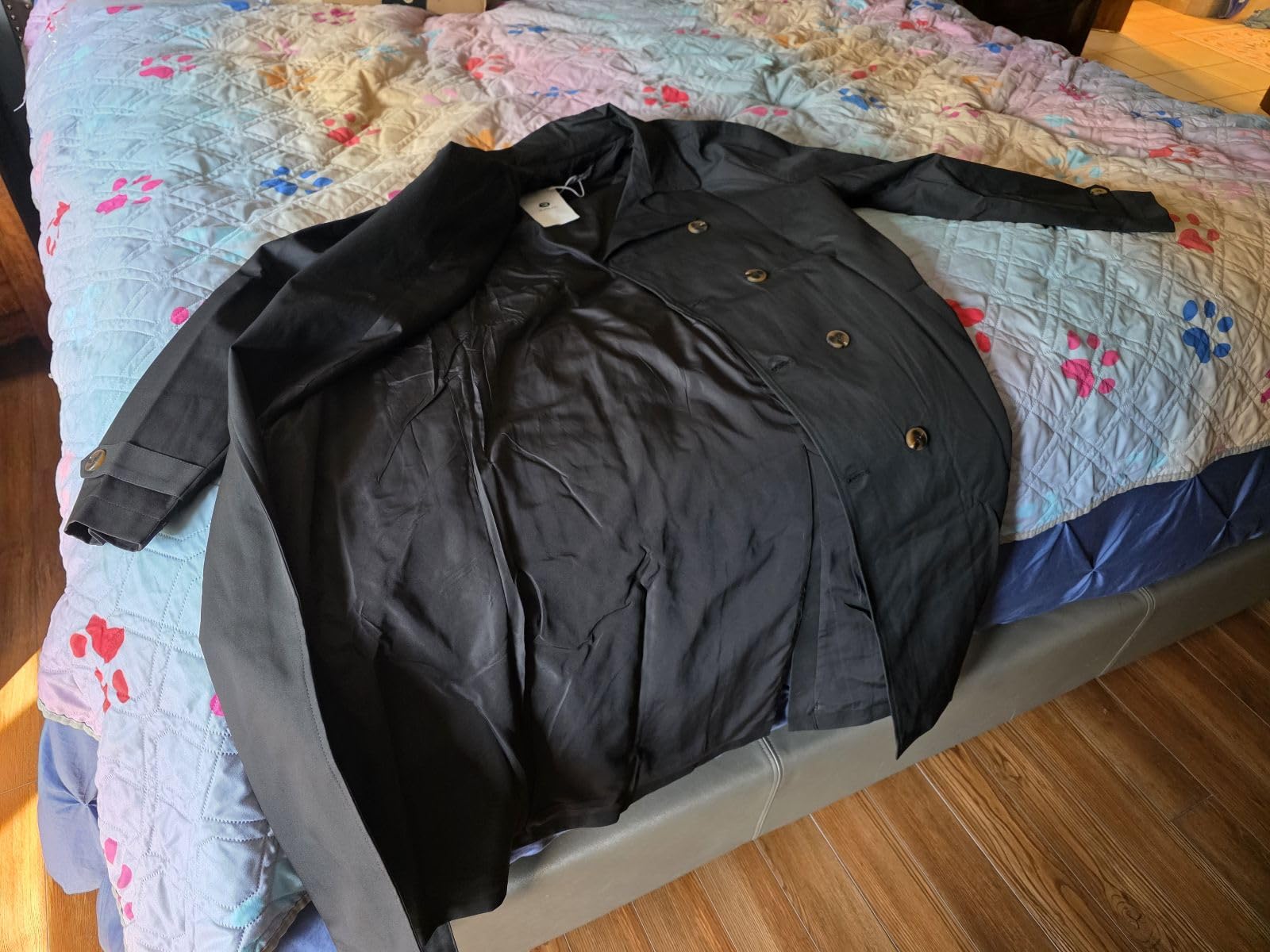 Runcati Mens Trench Coat Double Breasted Windbreaker Long Jacket Overcoat customer photo 2