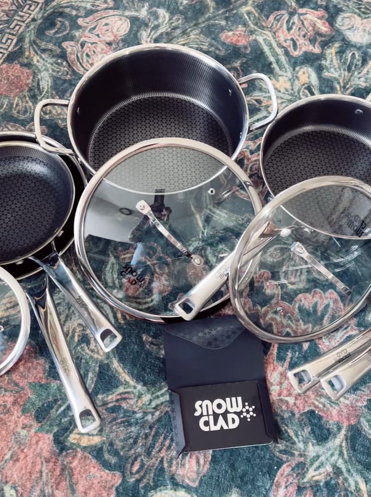 SNOWCLAD Pots and Pans Set Non Stick | Stainless Steel Kitchen Cookware | 10 Pcs | PFOA Free | Hybrid | Induction Compatible | Frying Skillet, Saucepans, Saute Pan & Stock Pot customer photo 1