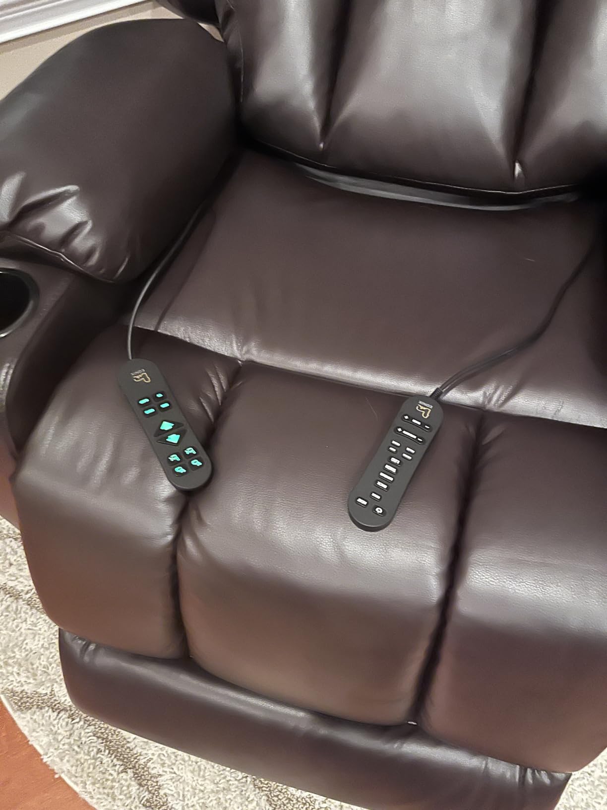 EONIX 400 lb Dual Motor Oversized Power Lift Recliner Chair, Dark Brown | 175-degree recline, one-touch reset, heat, massage, cup holders, side pockets and charging ports customer photo 1