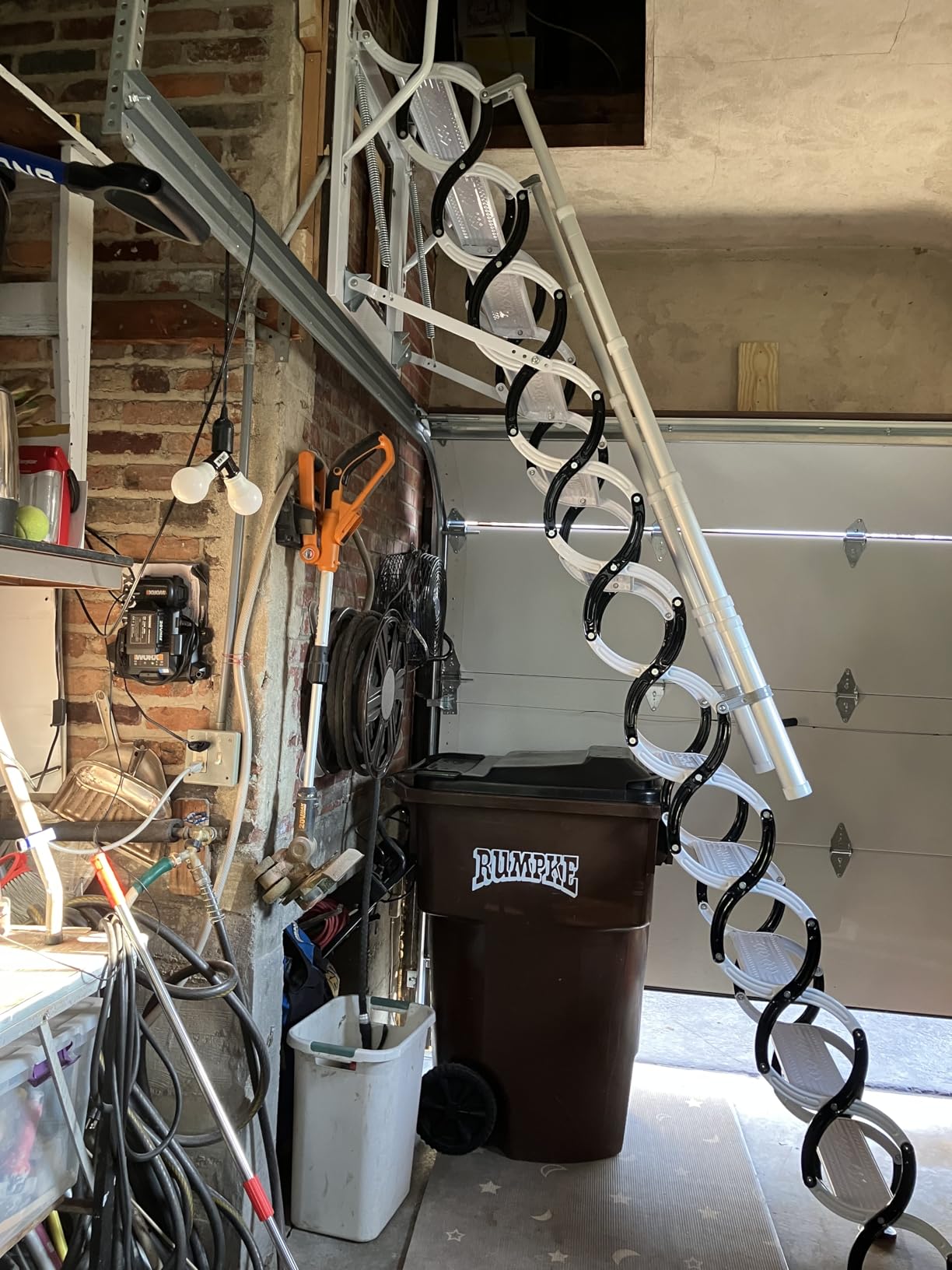 10 Steps Retractable Attic Ladder, 660lb Wall Mounted Pull Down | 8FT Folding Loft Stairs with 2 Handrails & Pull-Down System, Extra Wider Attic Stairs for Indoor, Garage, Storehouse customer photo 1