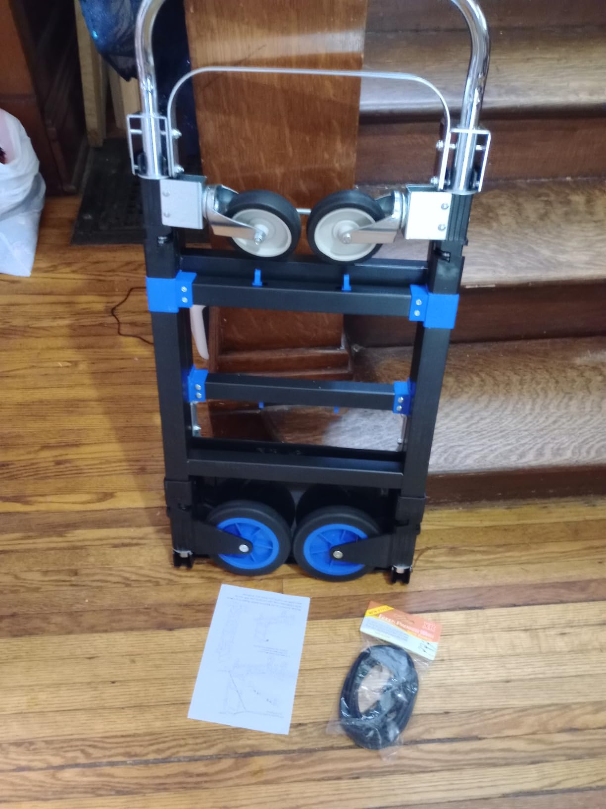 Black Convertible Hand Truck Dolly Cart with 4 Wheels Heavy Duty, 500 Lbs Capacity, 2 Straps for Moving Furniture/Appliance/Carton/Warehouse/Office/no Need to Install, Follow Video to Fold customer photo 1