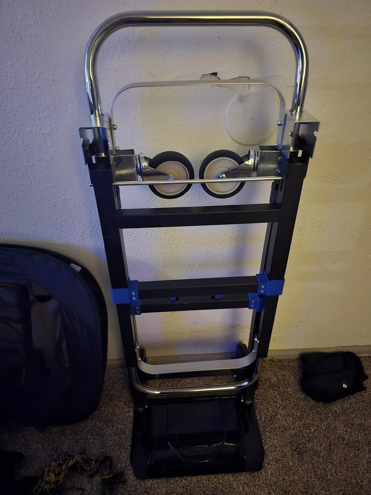 Black Convertible Hand Truck Dolly Cart with 4 Wheels Heavy Duty, 500 Lbs Capacity, 2 Straps for Moving Furniture/Appliance/Carton/Warehouse/Office/no Need to Install, Follow Video to Fold customer photo 2
