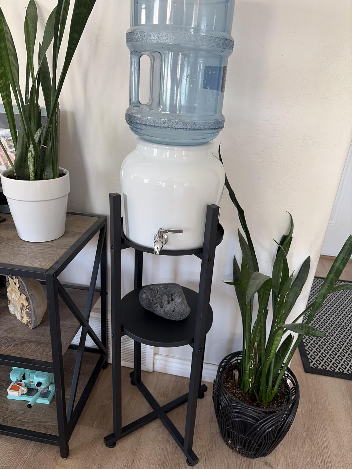 Filltouch Ceramic Crock Water Dispenser, Striped Style, Blue, 1 Set | Fits 3 to 5 Gallon Jug, Metal Spigot Tap, Decorative Design, Ideal for Home Kitchen Office Party Beverage Serving Station customer photo 1