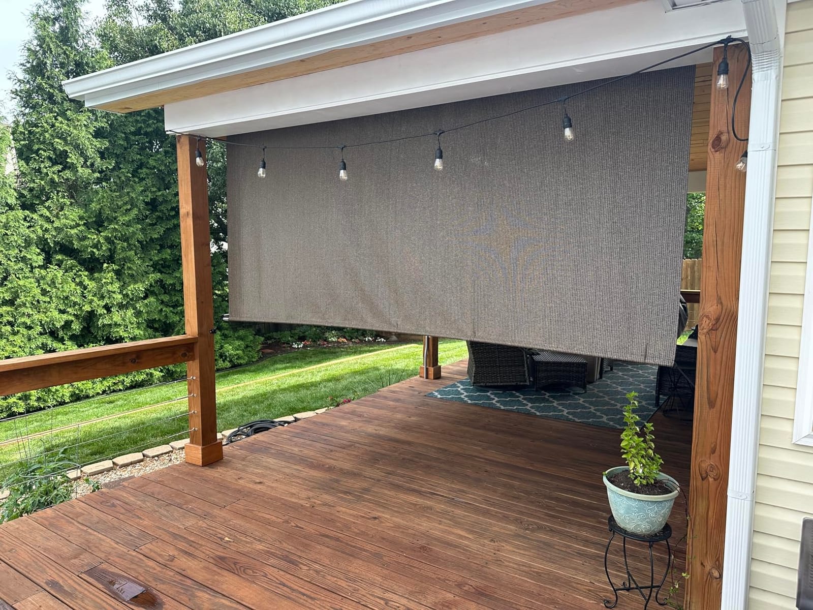 Artpuch Outdoor Roller Shades with Splicing Design, 10' W x 8' H Exterior Cordless Patio Shades Roll Up Blinds for Porch, Gazebo, Pergola, Balcony, Mocha customer photo 2