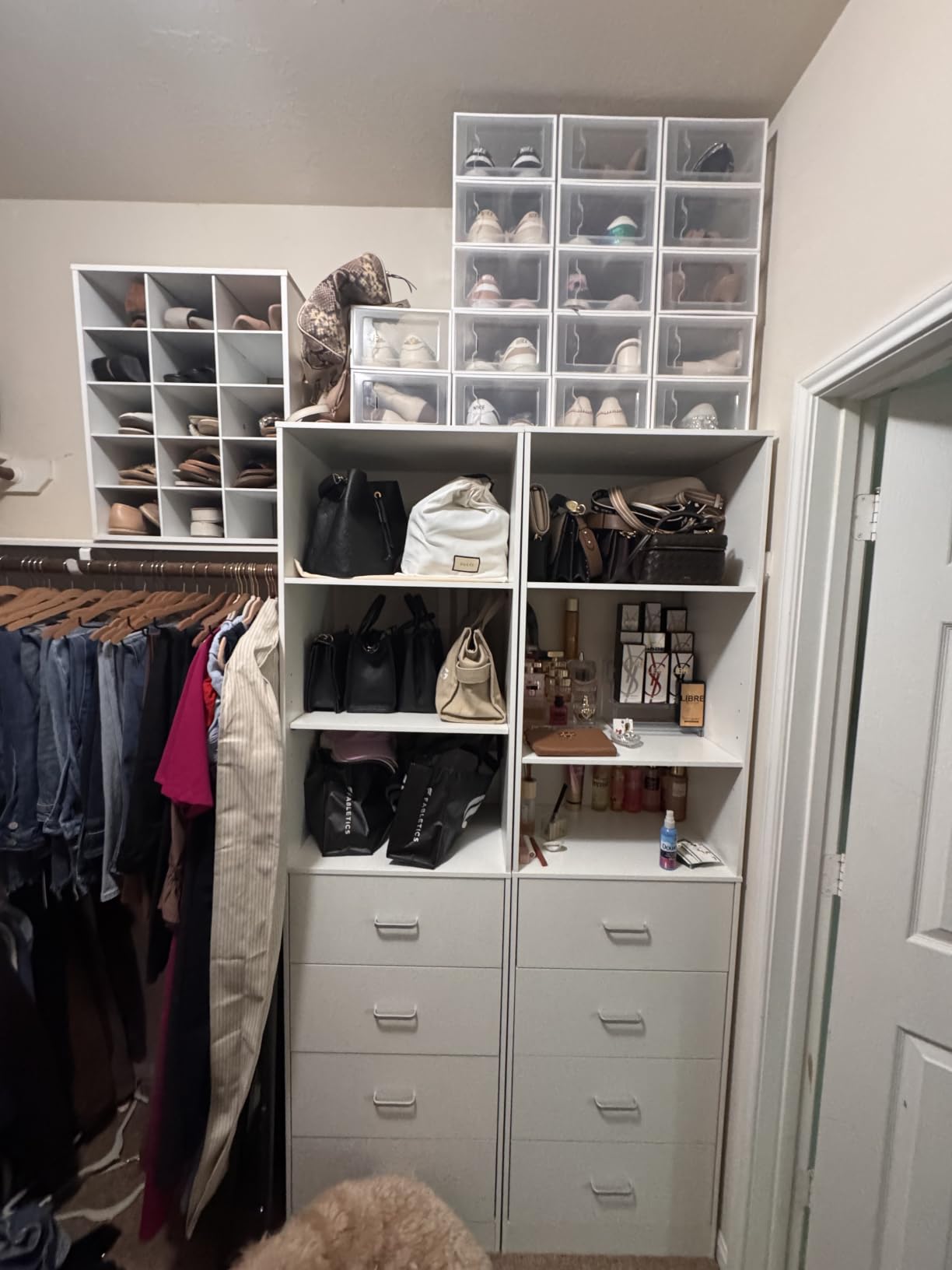 Aheaplus Closet Drawers Organizer System, 3.54FT Wood Closet System with 4 Drawers, Modular Walk-in Closets Storage Unit, Tall Bookshelf Storage Cabinet, White (2 Packs) customer photo 1