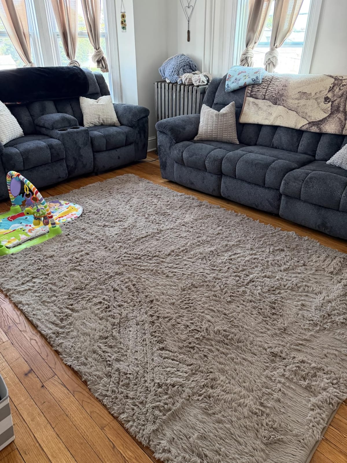 8x10 Area Rugs for Living Room: Ultra Soft Fluffy Shag Grey Rugs for Bedroom, Non-Slip Large Fuzzy Plush Rug Indoor Floor Carpet for Nursery Kids Boys Girls Room, Dorms, Playroom, Modern Home Decor customer photo 2