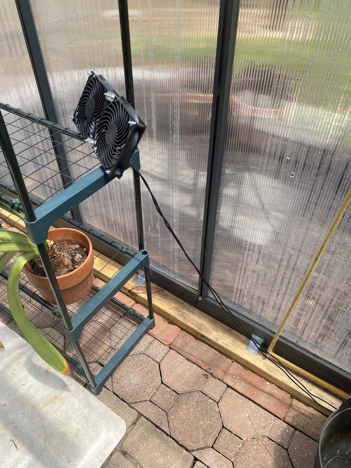 8 x 10 FT Outdoor Polycarbonate Greenhouse, Dark Gray | Large walk-in interior, reinforced aluminum frame, double-wall PC panels, two roof vents and rain gutters help plants thrive customer photo 2