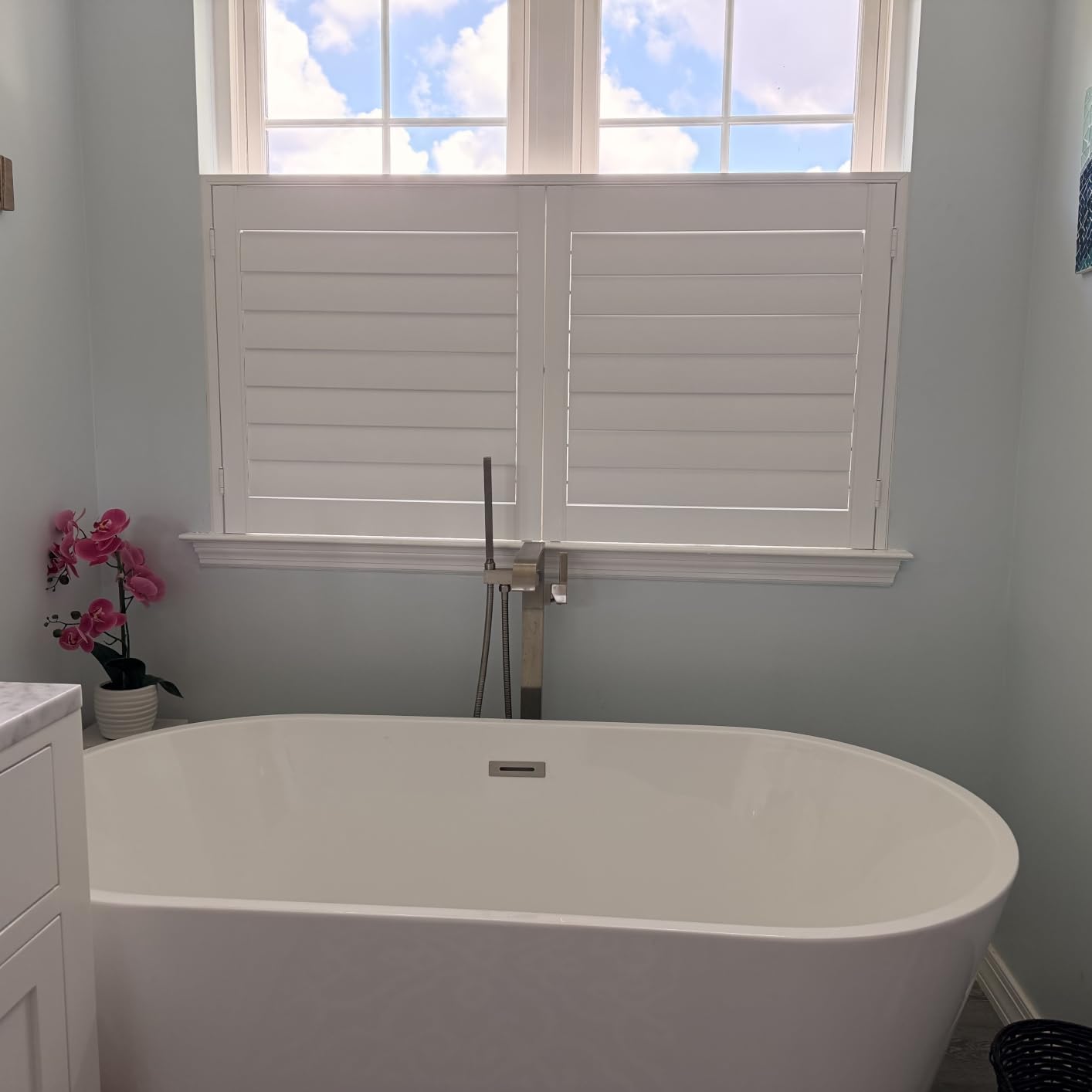 Cafe Plantation Shutters for Interior Window | Cover Bottom half of window,Waterproof,Custom Made for Indoor|Inside Window of Bathroom,Kitchen,Livingroom, Bedroom,Dinning customer photo 1